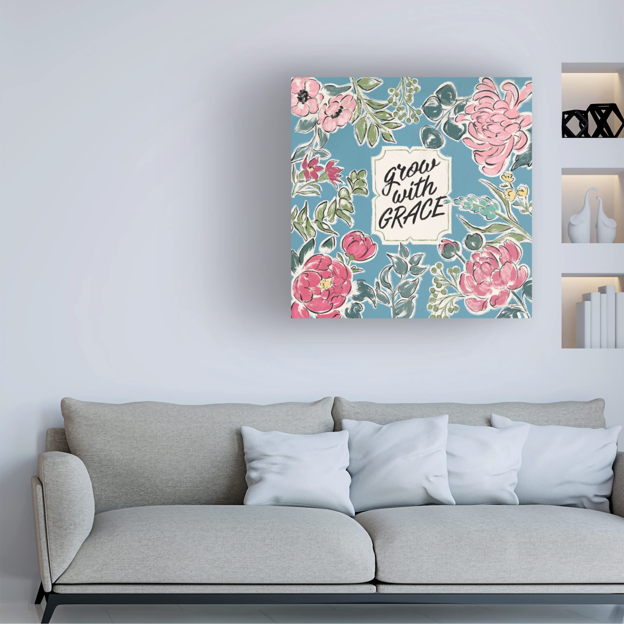 Janelle Penner 'Live in Bloom IV Blue' Canvas Wall Art - Modern Floral Painting for Living Room, Bedroom & Office Decor | Trademark Fine Art Collection