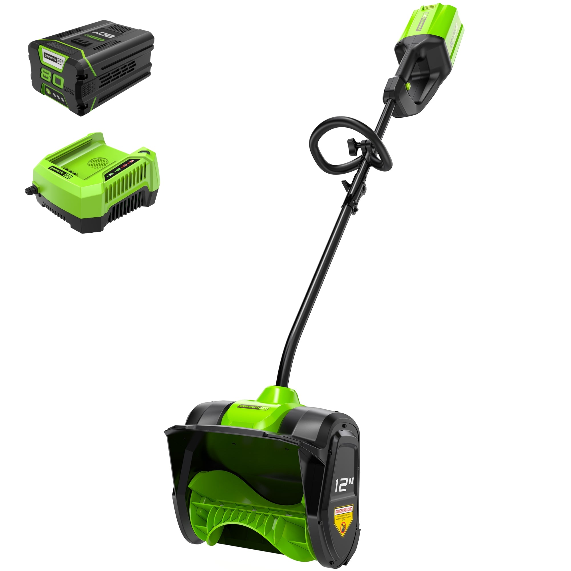 80V 12-Inch Cordless Battery Snow Shovel with 2.0Ah Battery & Charger - Lightweight Electric Snow Removal for Driveways, Sidewalks & Stairs