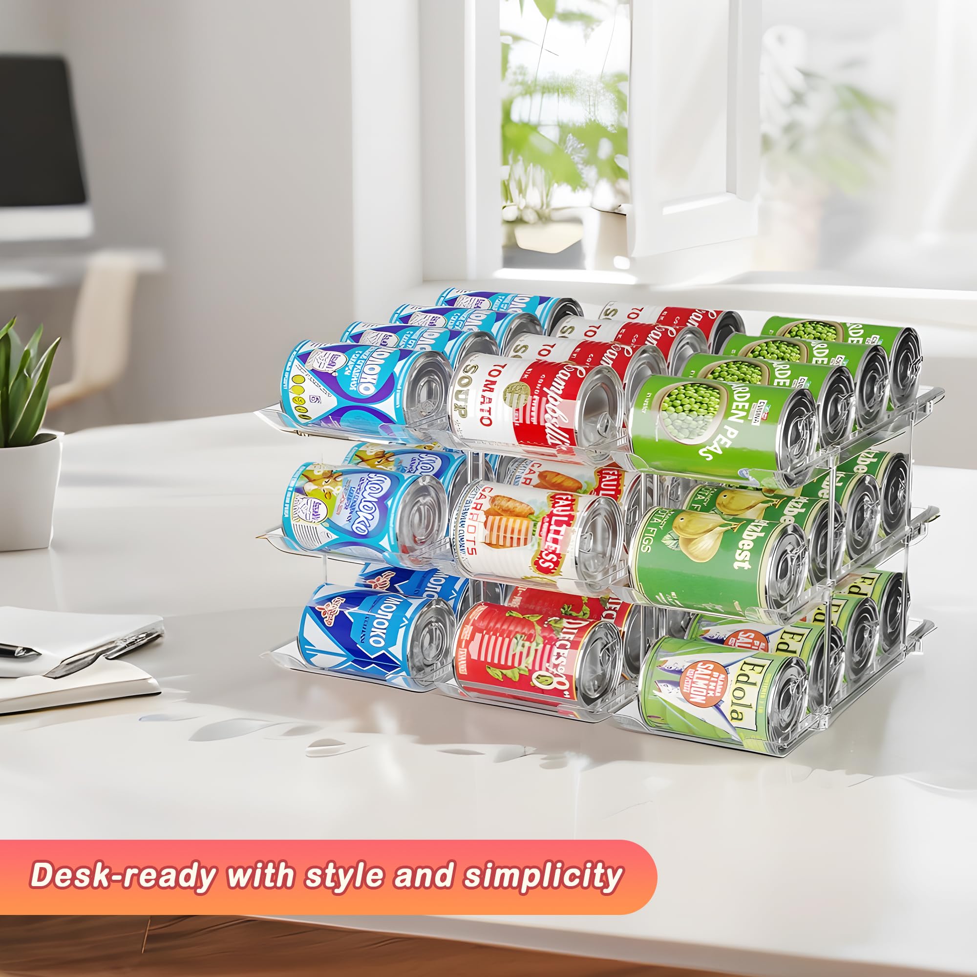 9-Pack Clear Can Storage Organizer for Pantry - Stackable Canned Food Holder & Soup Can Dispenser with Rack - Perfect for Kitchen Organization, Grocery Stores, and Emergency Food Storage