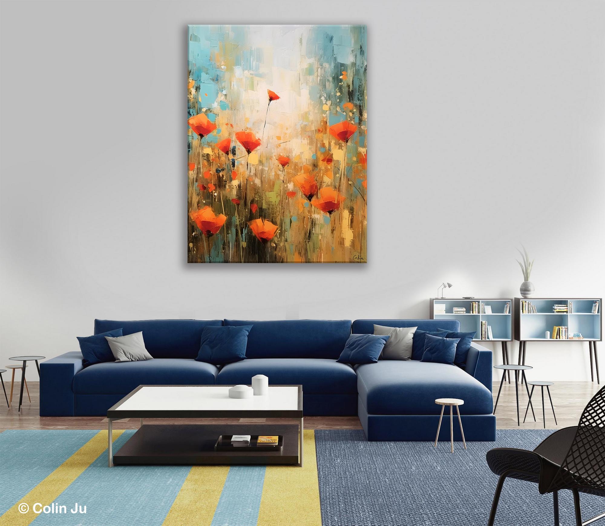 Abstract Flower Acrylic Painting on Canvas - Handmade Modern Wall Art for Bedroom Decor, Living Room & Office | Original Floral Artwork