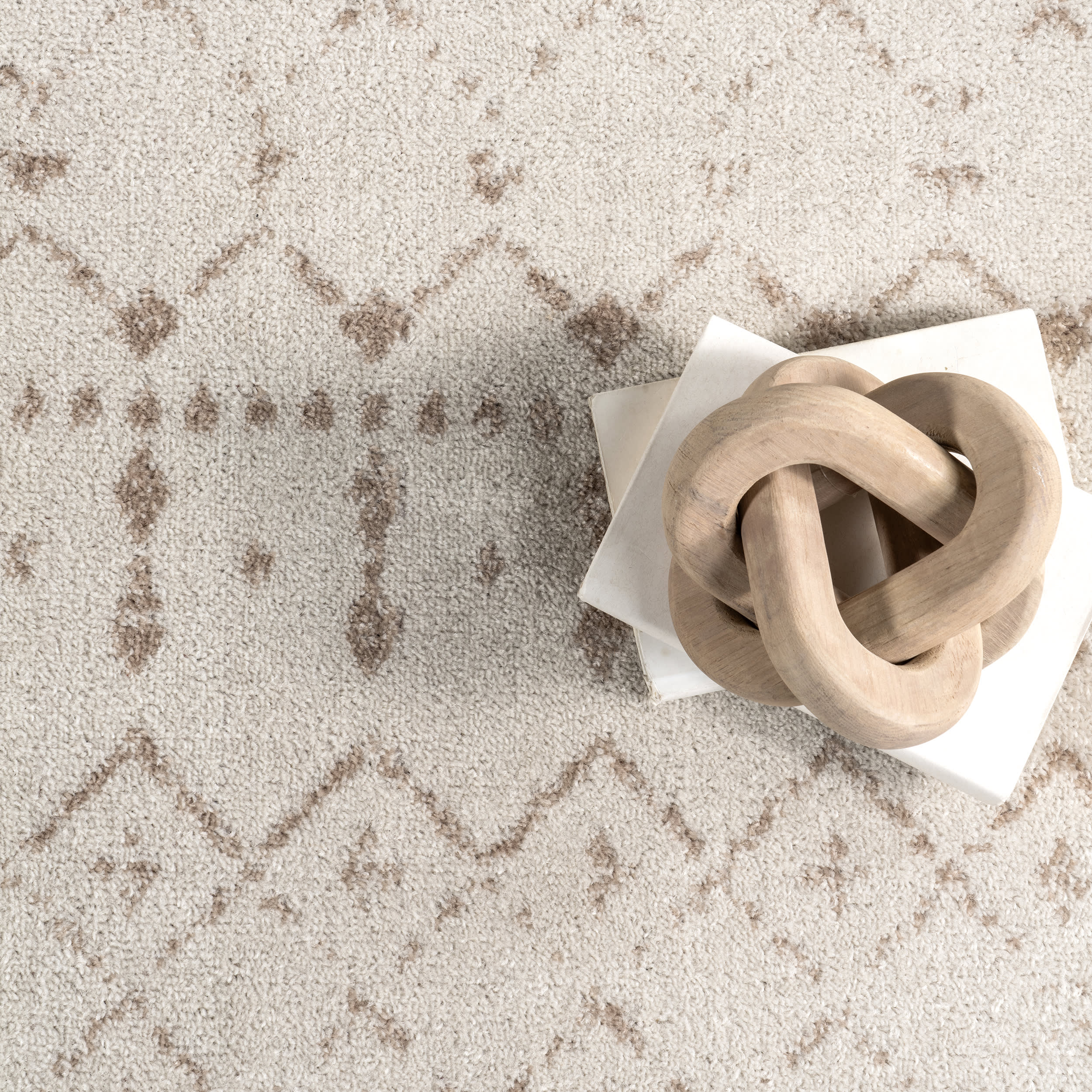 Moroccan Trellis Area Rug - Neutral Beige & Ivory Geometric Pattern - Perfect for Living Room, Bedroom or Boho Home Decor