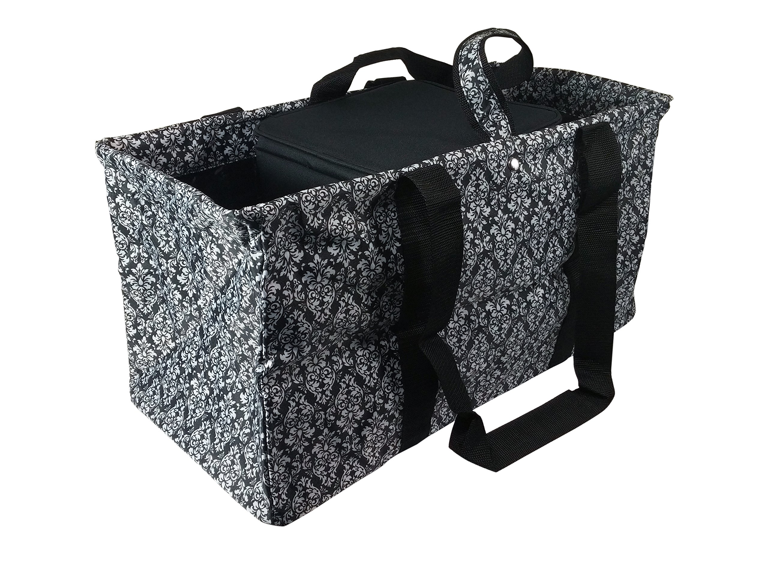 Sachi Multi-Purpose Car Trunk Organizer with Insulated Cooler Compartment - Perfect for Road Trips, Camping & Grocery Storage | Water-Resistant & Durable Travel Organizer for SUV, Van & Sedan