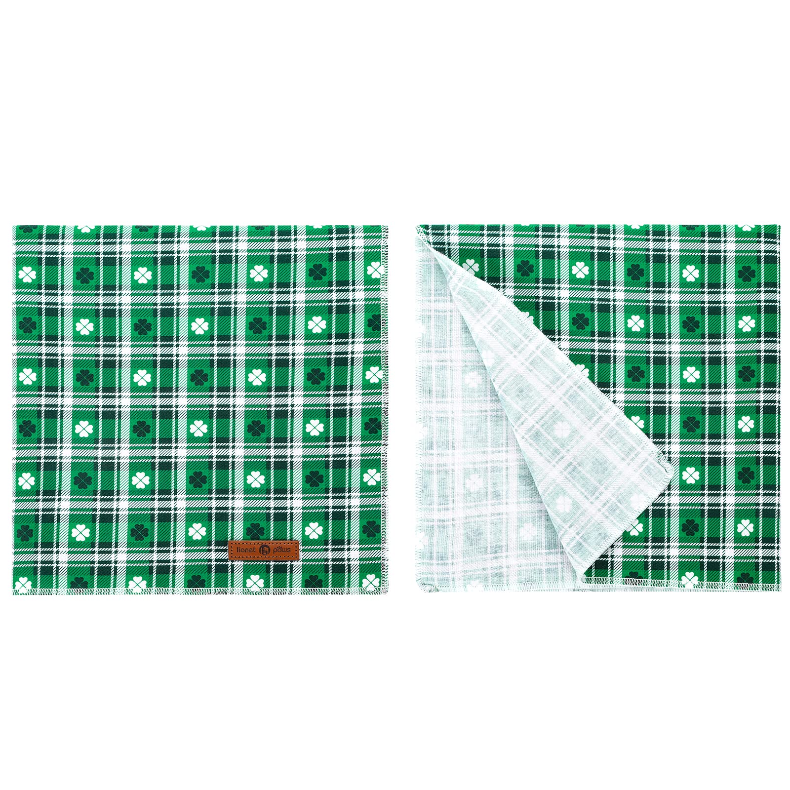 Lionet Paws St. Patrick's Day Dog Bandana - Green Clover Triangle Scarf for Small, Medium & Large Dogs & Cats - Perfect for St. Patrick's Day Parades, Pet Parties & Holiday Photos