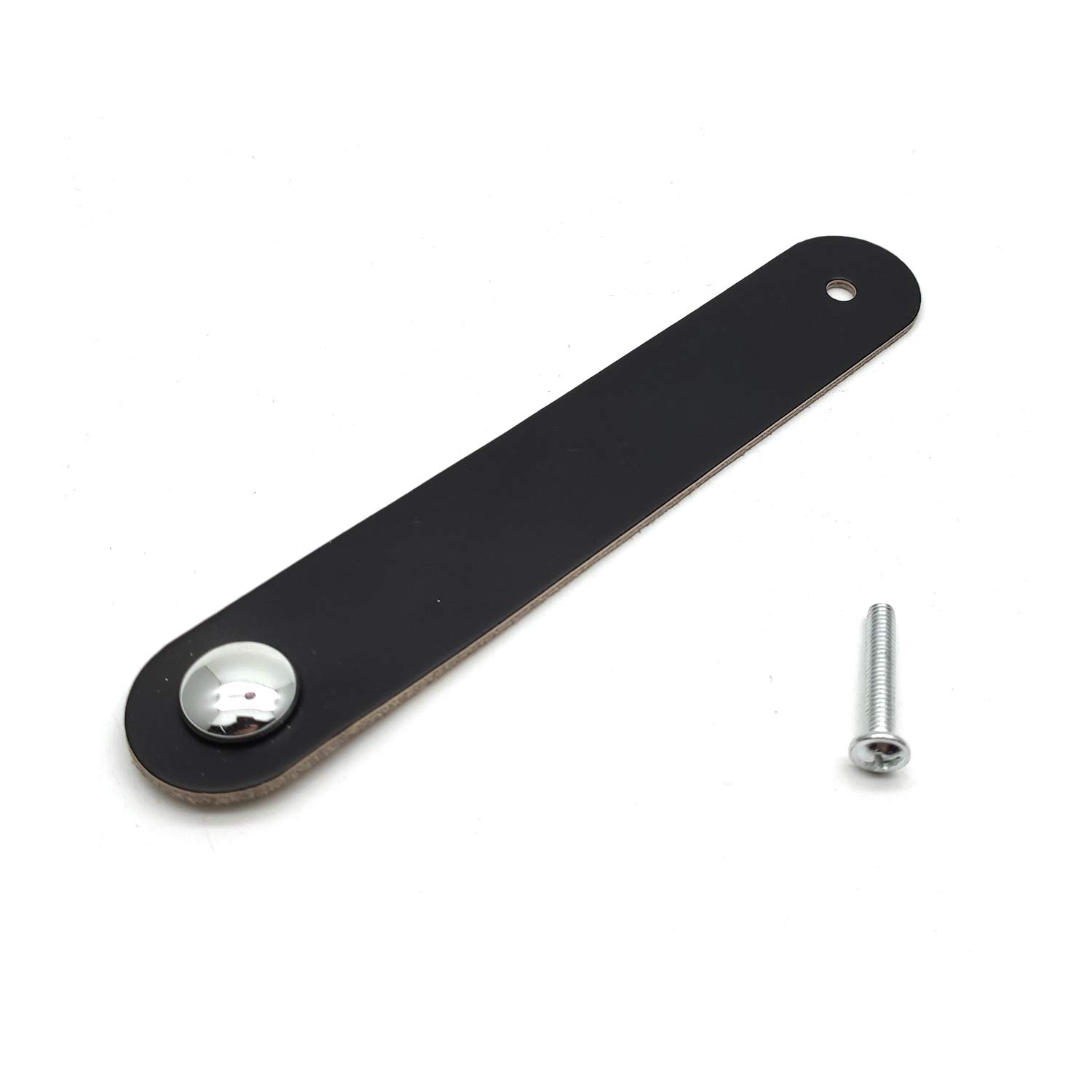 Genuine Leather Cabinet Knobs - Set of 8 Black Drawer Pulls for Dressers & Cabinets