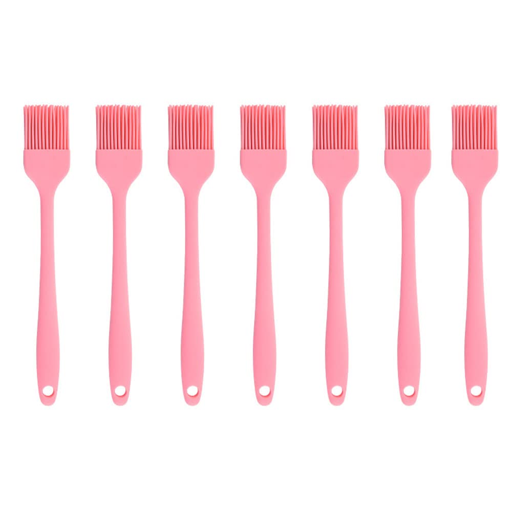 7-Piece Pink Silicone Basting Brush Set for BBQ, Baking, Pastry - Heat-Resistant Oil, Honey & Sauce Brush for Grilling, Cooking, Roasting - Perfect for Kitchen, Outdoor BBQ & Camping