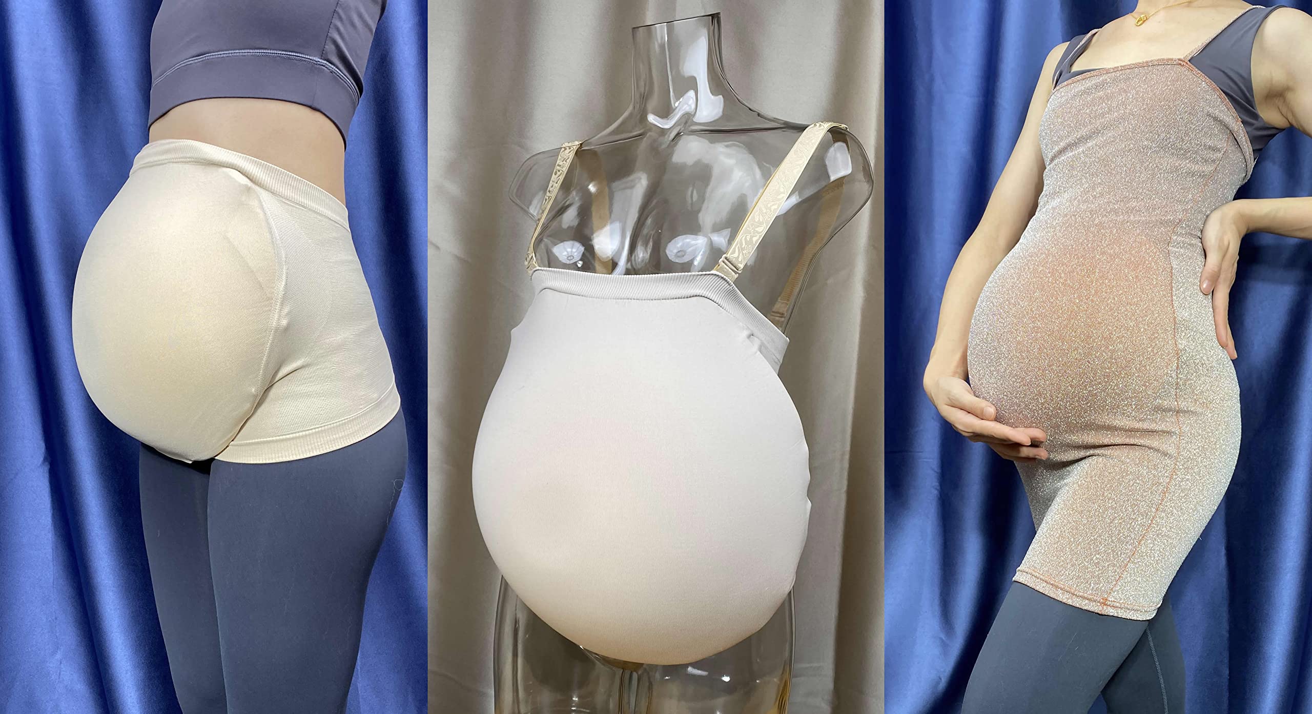BIMEI Realistic Fake Pregnancy Belly for Adults - Large Black Maternity Belly Pouch for Pregnant Women, Actors & Cosplay - Perfect for Halloween, Theater, Role Play & Maternity Photography