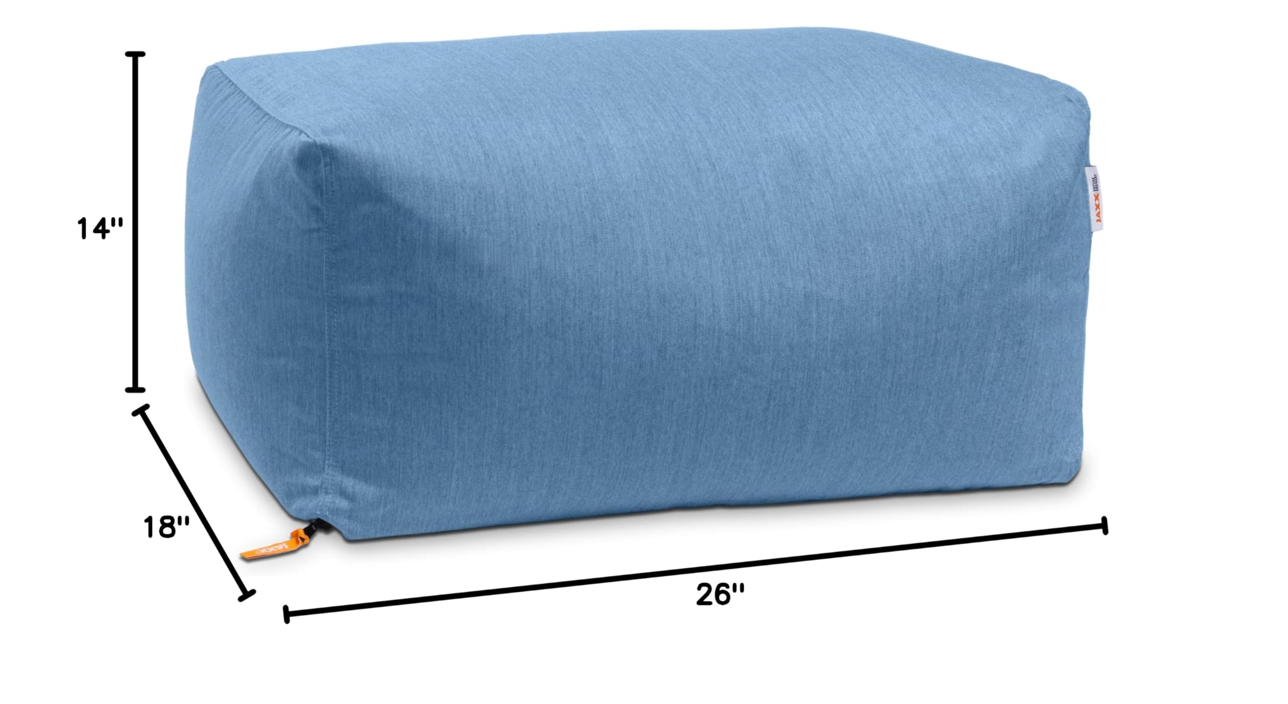 Jaxx Leon Outdoor Bean Bag Ottoman - Waterproof & UV Resistant, Ocean Blue - Perfect for Patio, Poolside & Backyard Relaxation
