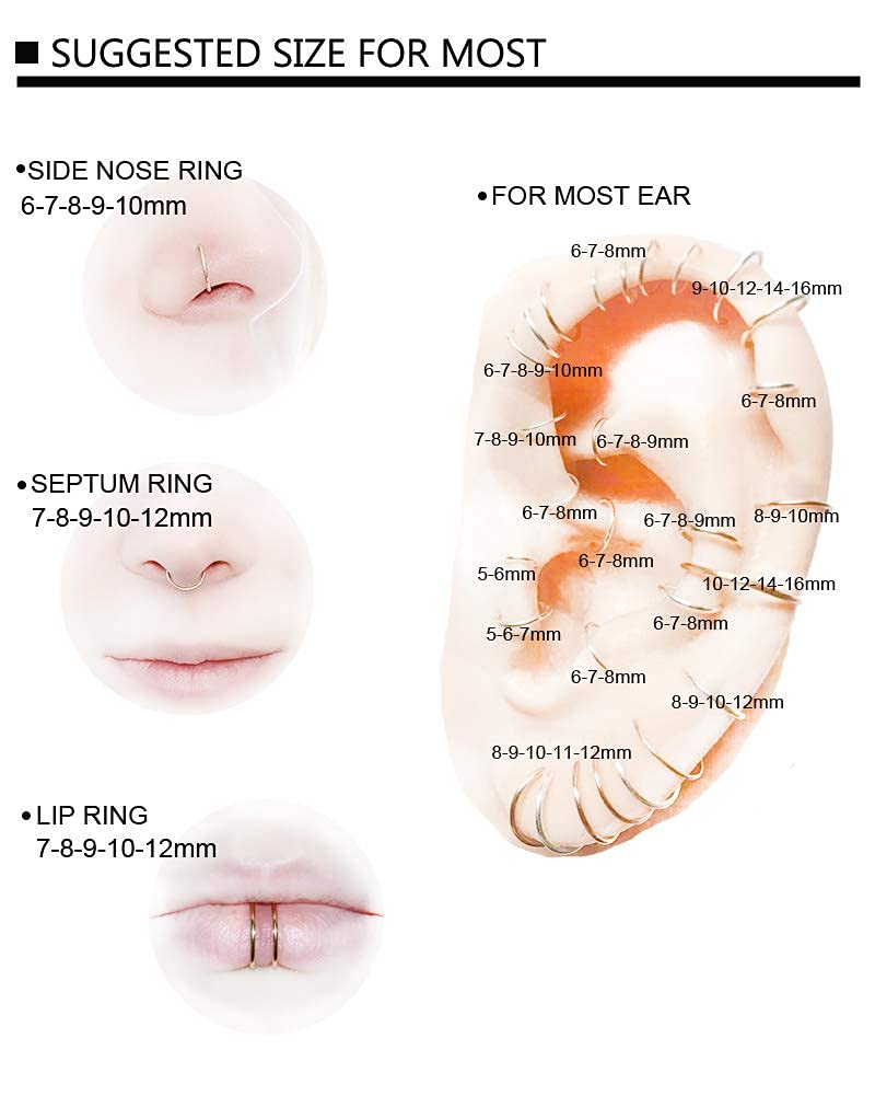 OreilleStar Hypoallergenic Surgical Steel & Titanium Nose Rings - Septum Hoops for Women in Gold, Silver & Black | Cute Stainless Steel Nose Jewelry for Everyday Wear & Special Occasions