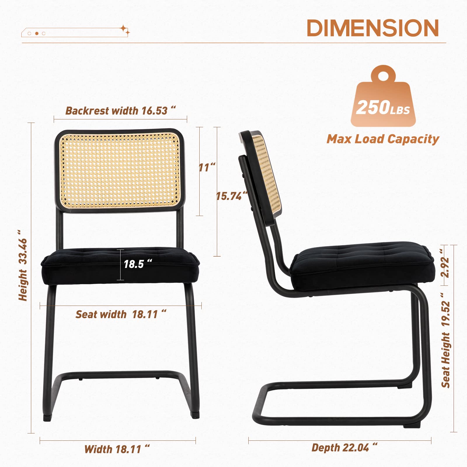 COLAMY Mid Century Modern Dining Chairs Set of 4 - Velvet Upholstered Rattan Chairs with Chrome Metal Legs for Kitchen, Dining Room, Living Room | Elegant Home Decor for Entertaining & Daily Use