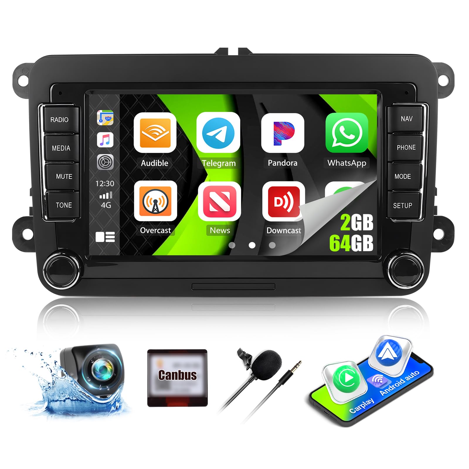 2G+64G Android 13 Car Stereo for VW Jetta Tiguan Golf Beetle Passat Seat Skoda - 7
