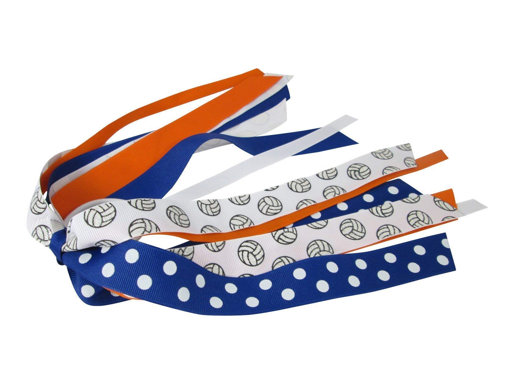 Custom Color Volleyball Hair Ponytail Streamers - Blue & Orange Team Spirit Accessories for Cheerleading, Sports Games & Fan Events