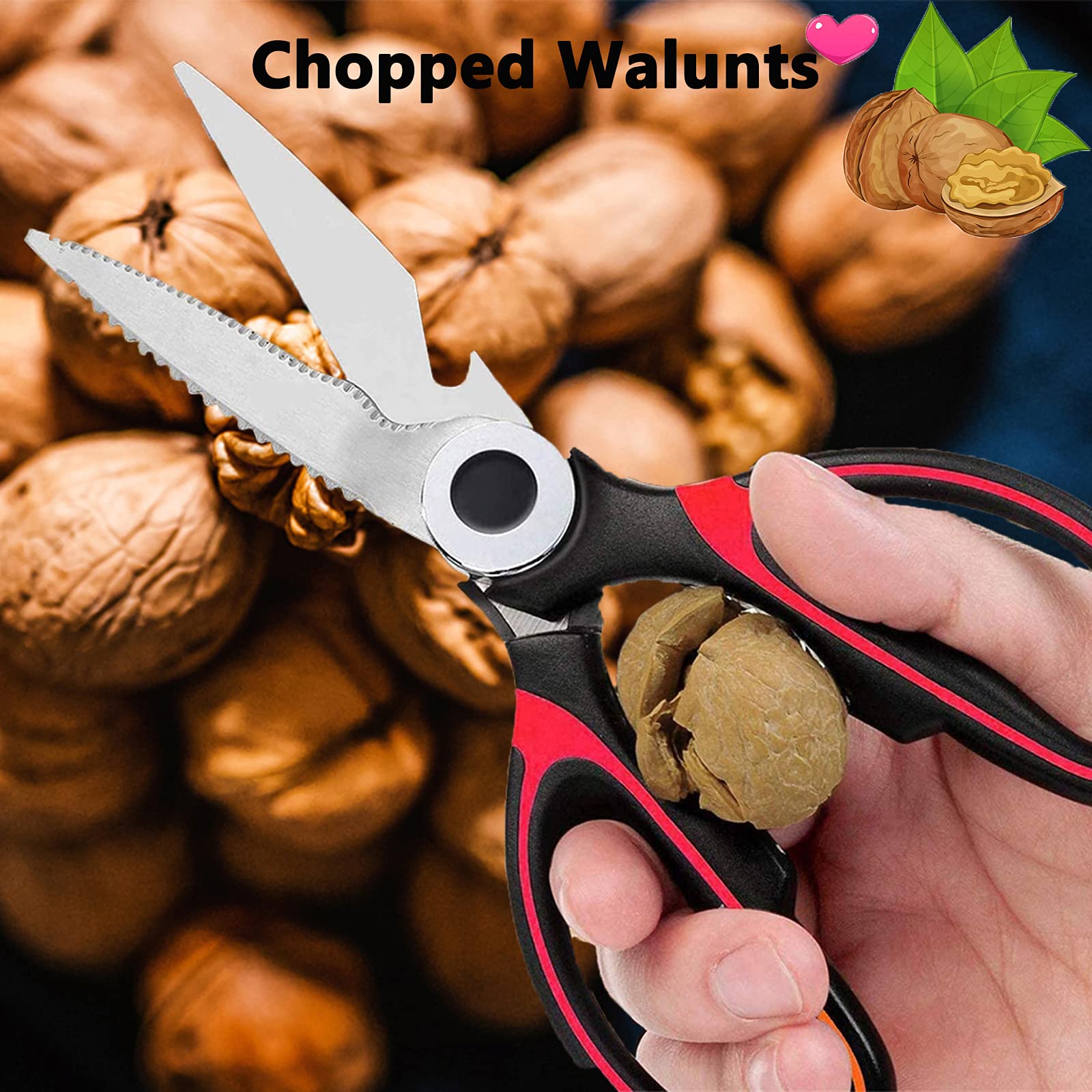 Heavy Duty Stainless Steel Kitchen Scissors - 2 Pack Multipurpose Cooking Shears for Cutting Chicken, Meat, Fish, Vegetables, Herbs, Bones & Nuts - Perfect for Food Prep, BBQ, Poultry & Floral Arrangements