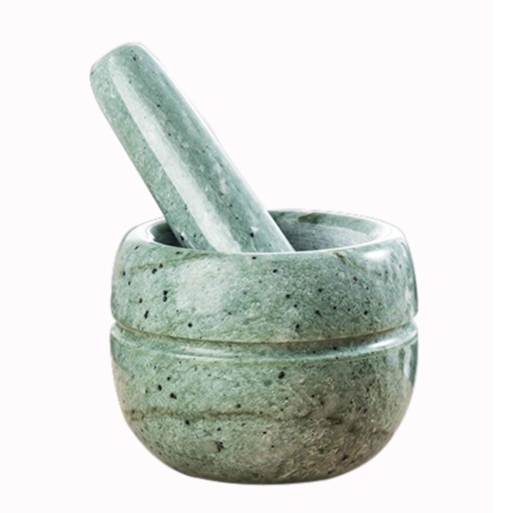 Natural Stone Mortar and Pestle Set - Reusable Grinding Bowl with Non-Slip Base, Manual Herb Crusher & Spice Grinder for Kitchen - Perfect for Grinding Herbs, Spices, Nuts & Making Guacamole (Green)