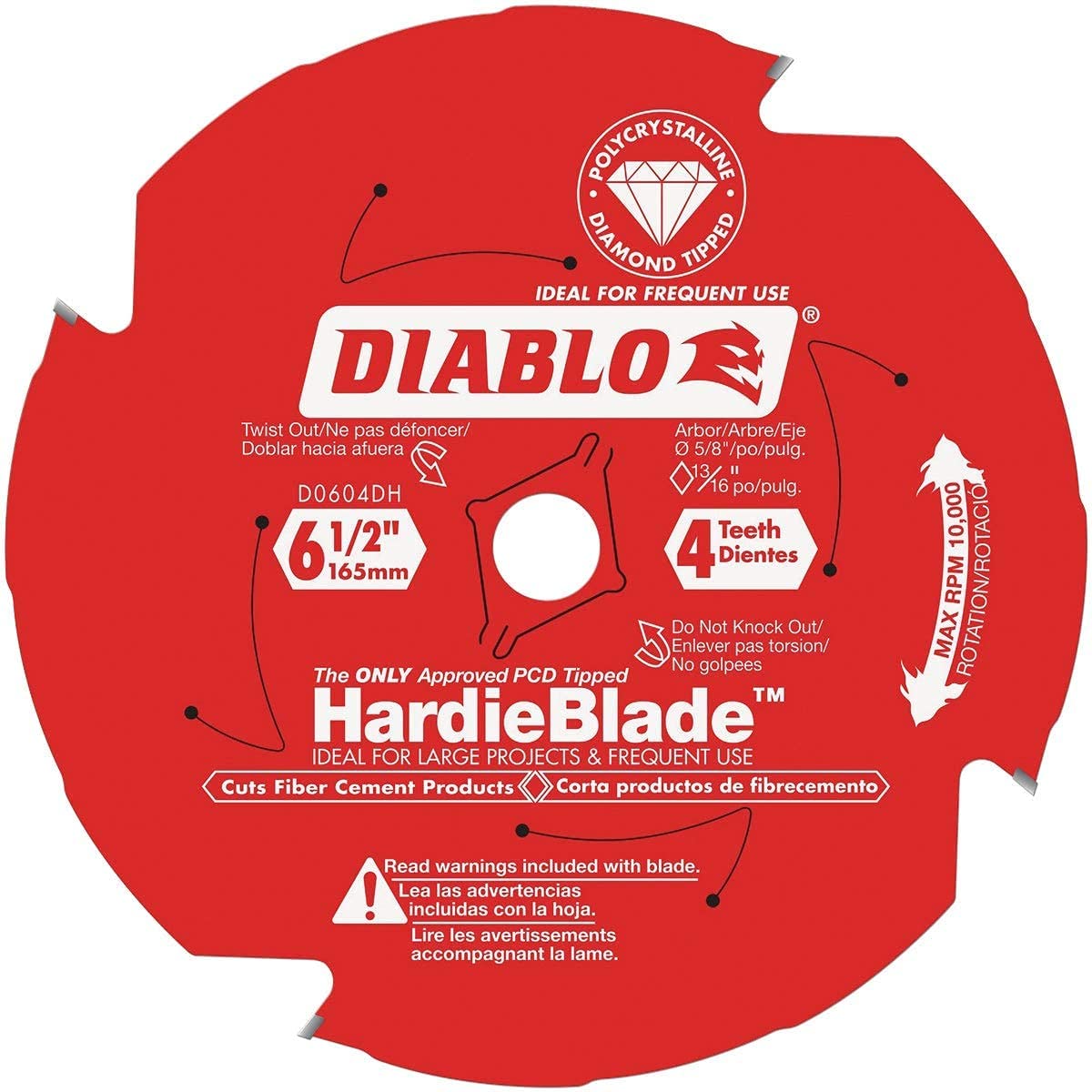Freud Diablo D0604DH 6-1/2 Inch 4-Tooth PCD Fiber Cement Saw Blade Set of 3 - Premium Diamond Cutting Disc for Tile, Concrete & Masonry - Perfect for Professional Contractors & DIY Home Renovation Projects