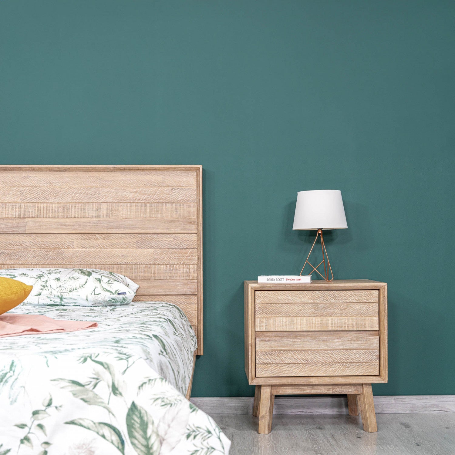 Abenra 2-Drawer Nightstand with Light Driftwood Finish - Modern Bedside Table for Bedroom, Living Room & Guest Room