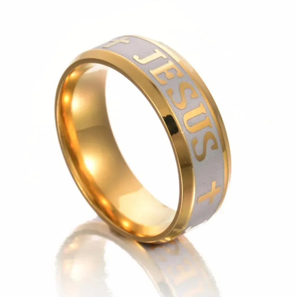 Elegant Wedding Rings for Women & Men - Jesus Cross Ring - Religious Jewelry for Couples, Brides, Grooms - Perfect for Church Ceremonies & Daily Wear