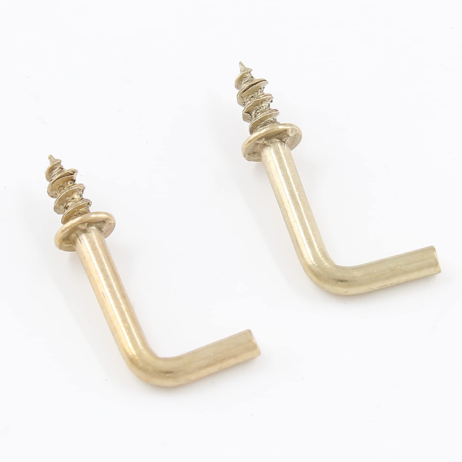 150pcs Gold L-Shaped Screw Hooks - 1/2 Inch Right Angle Hanging Hooks, Mini Square Bend Self-Tapping Metal Hooks for Wall Decor, Picture Frames, Curtains & DIY Projects - Bivethoi Tiny L Hooks