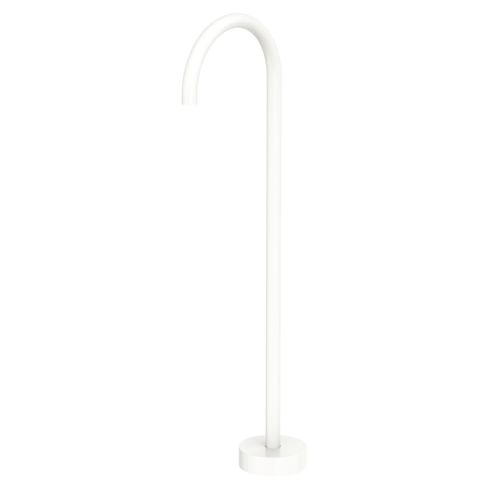 Fienza SP8016MW Kaya Floor Mounted Gooseneck Bathroom Faucet in Matte White - Perfect for Modern Bathrooms, Spa, and Luxury Home Decor