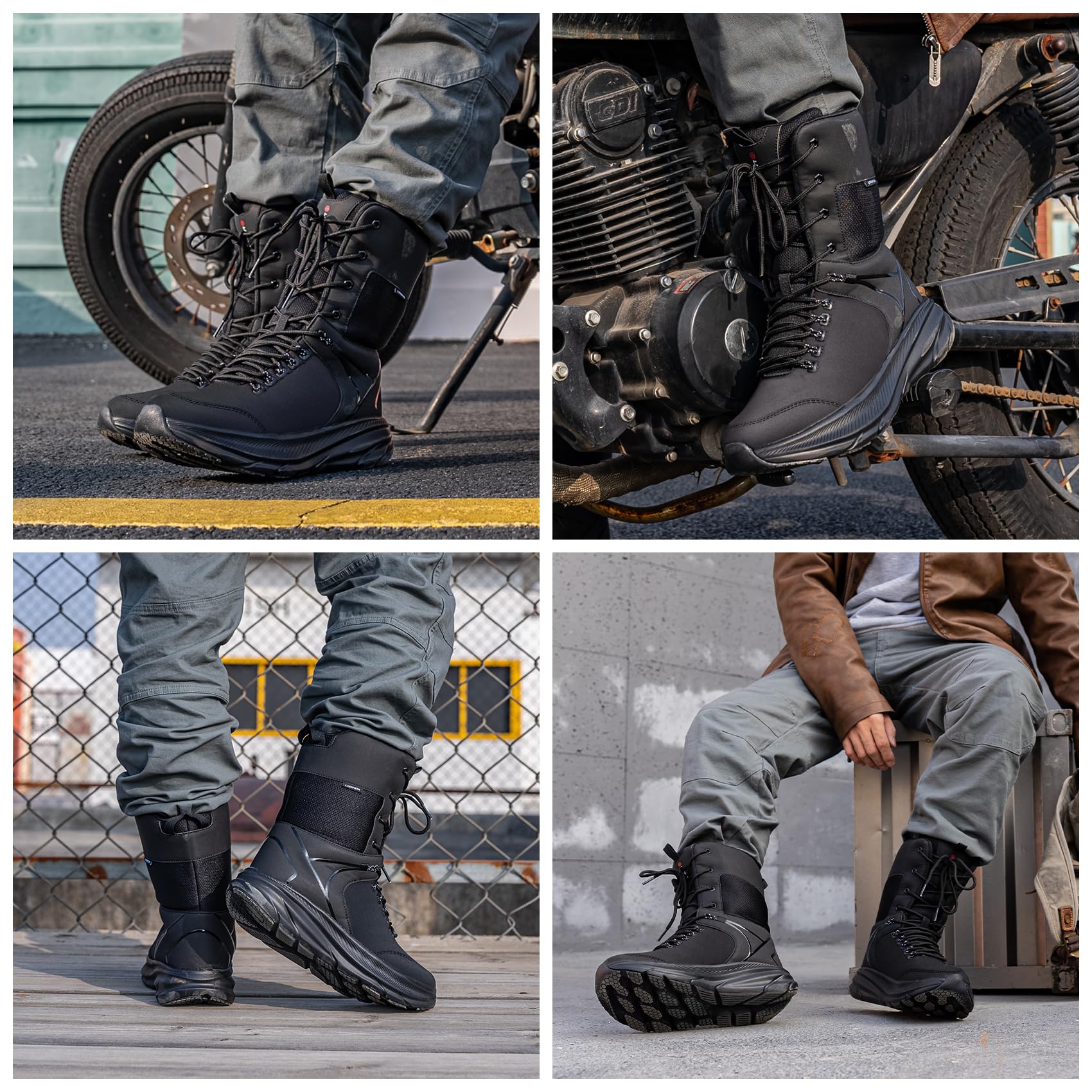 LARNMERN Men's 8 Inch Non-Slip Tactical Work Boots - Military Combat Hiking Boots with Slip Resistance | Lightweight & Comfortable for Industrial Construction, Outdoor Hiking, and Heavy Duty Work