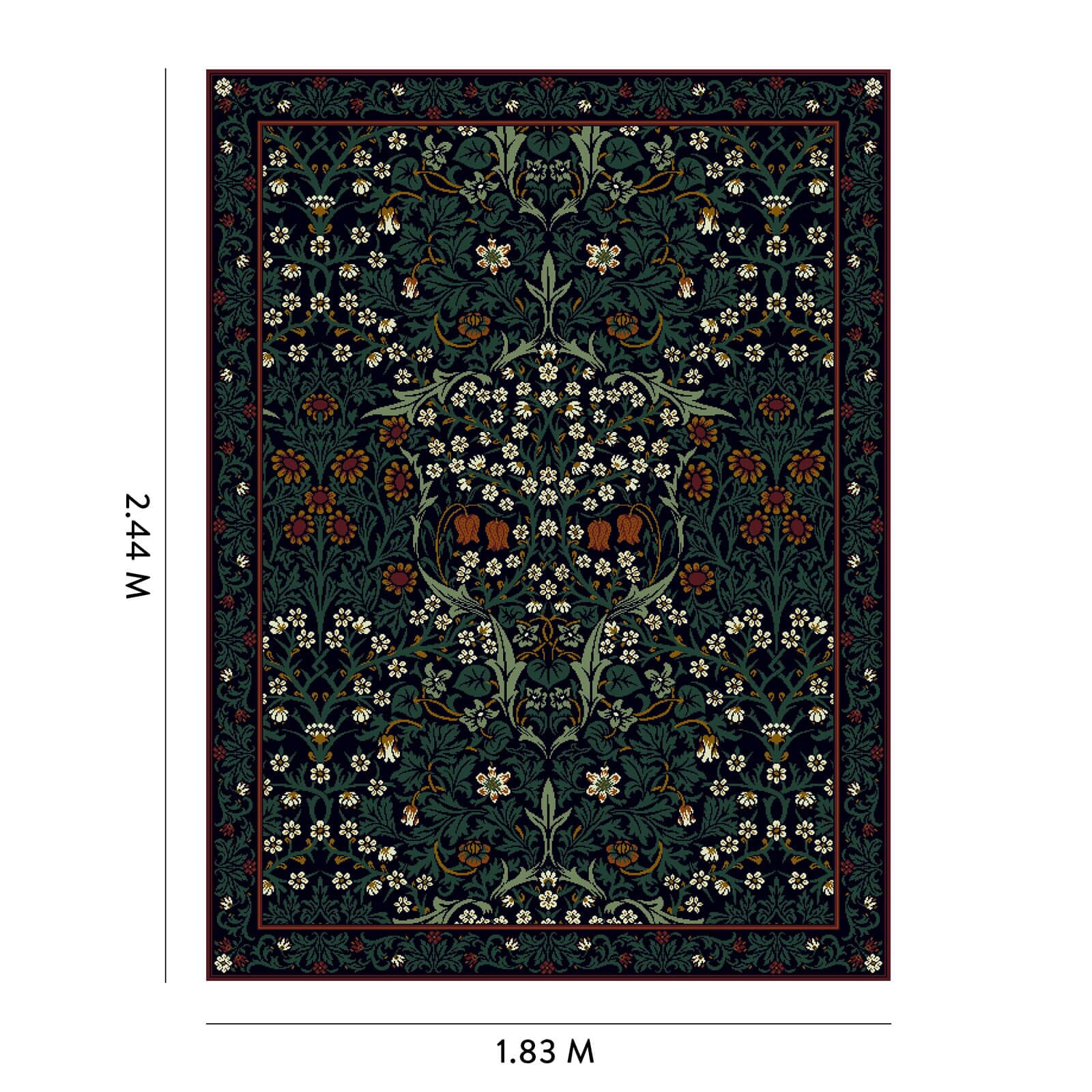 Premium BLACKTHORN Rug in Petrol Blue - Soft & Durable Area Rug for Living Room, Bedroom, or Office Decor