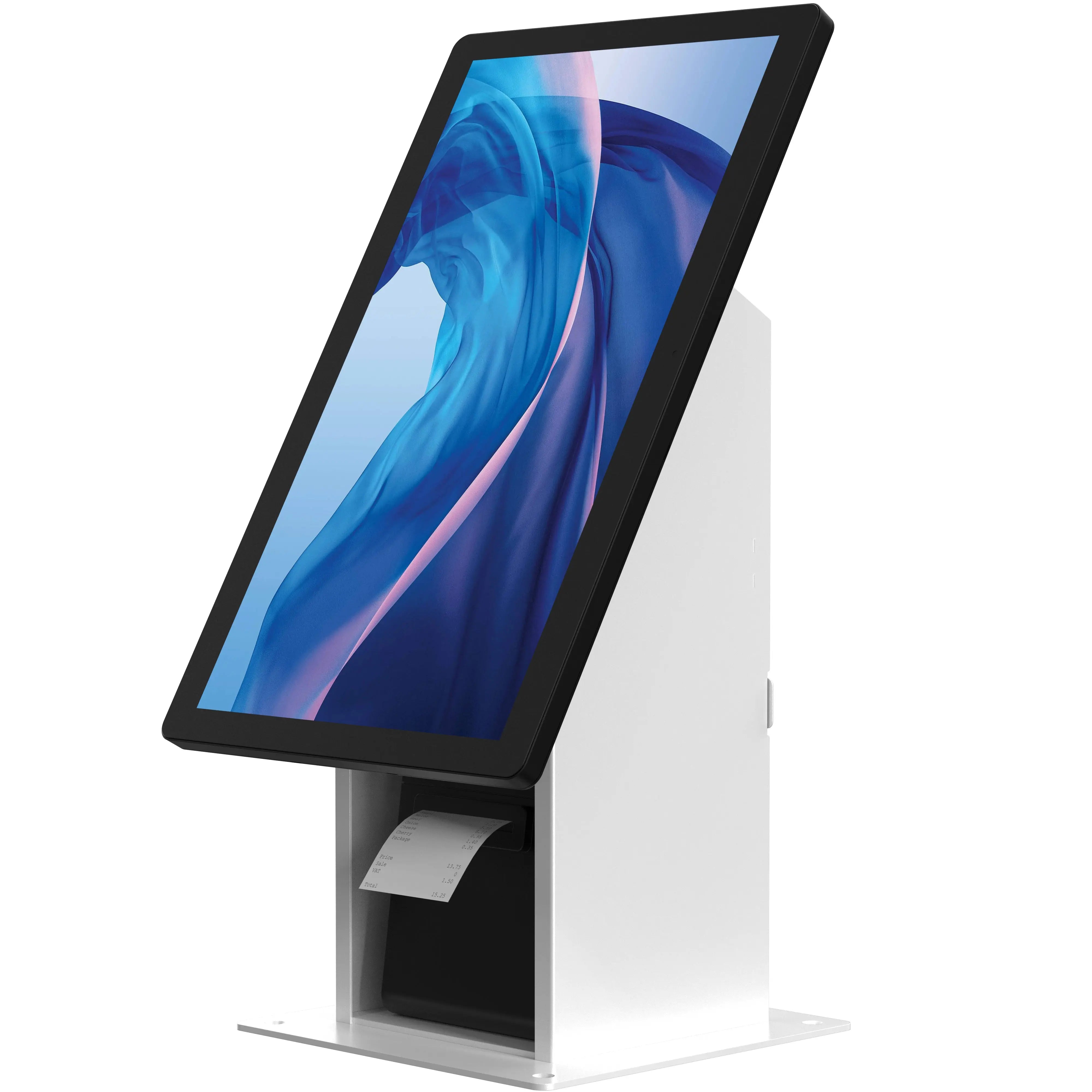 Self Service Kiosk with Built-in Printer and Storage Compartment - Touchscreen POS Terminal for Retail, Restaurant, and Business Use