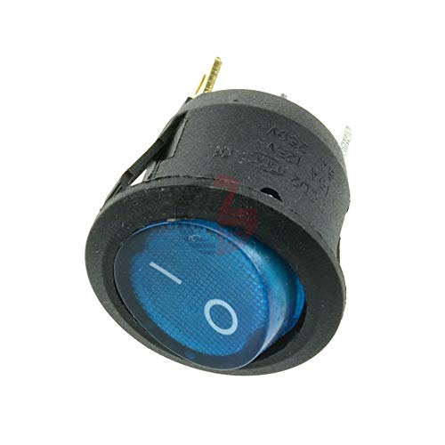 5Pcs Mini Blue Round 3 Pin SPDT ON-Off Rocker Switch - Snap-in Toggle Switch with Push Button for Marine, Automotive, and DIY Electronics Projects