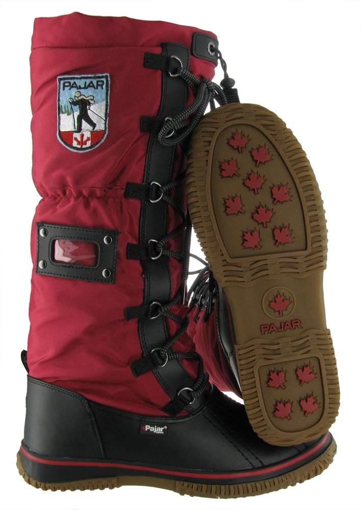 PAJAR Women's Grip Winter Boots Black/Red Size 36 - Waterproof Snow Boots for Women with Anti-Slip Sole, Warm Fur Lining for Cold Weather, Perfect for Snowy Days, Hiking and Outdoor Activities