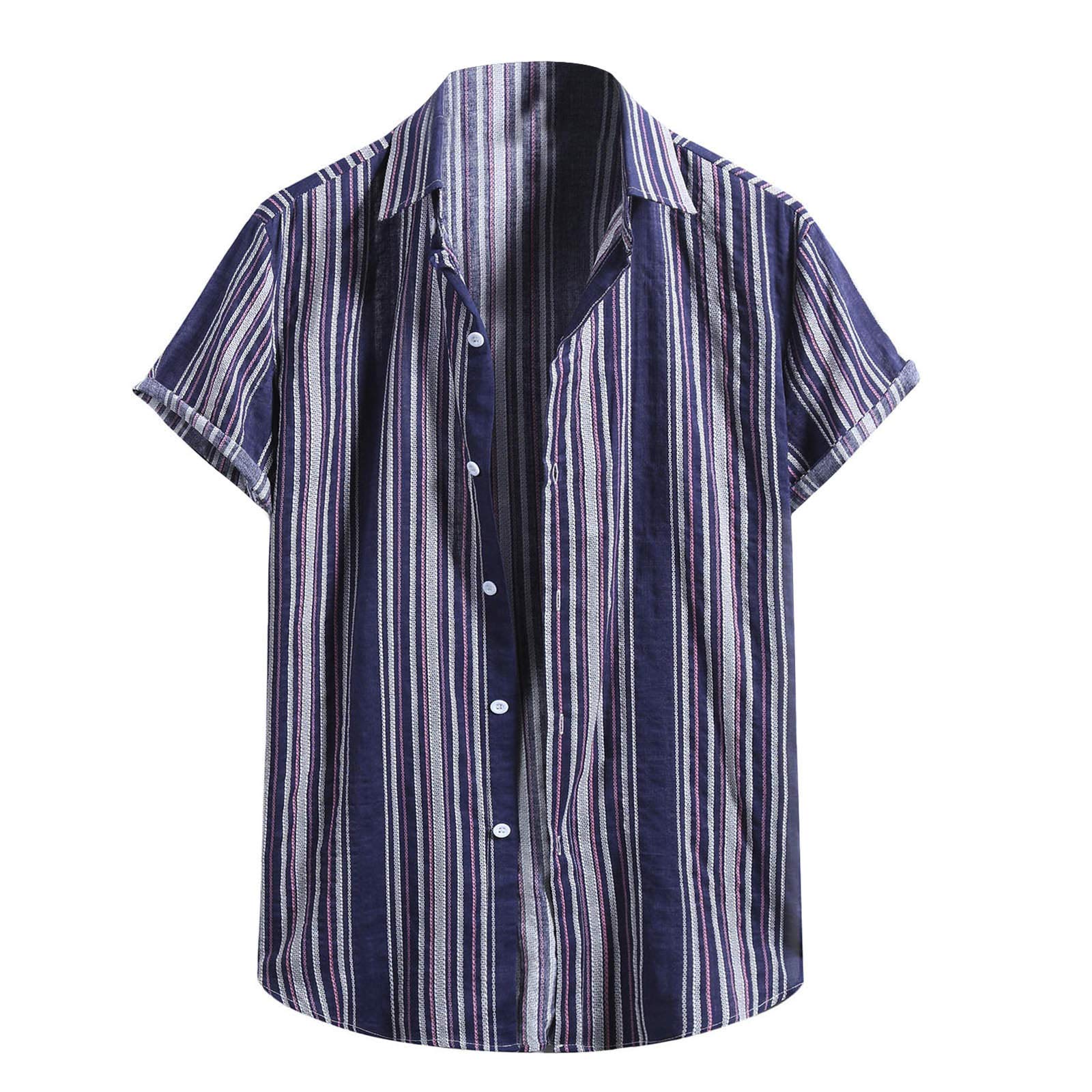 Stylish Men's Button-Up Viscose Shirt - Breathable Casual T-Shirt Top for Work, Office & Summer Outfits