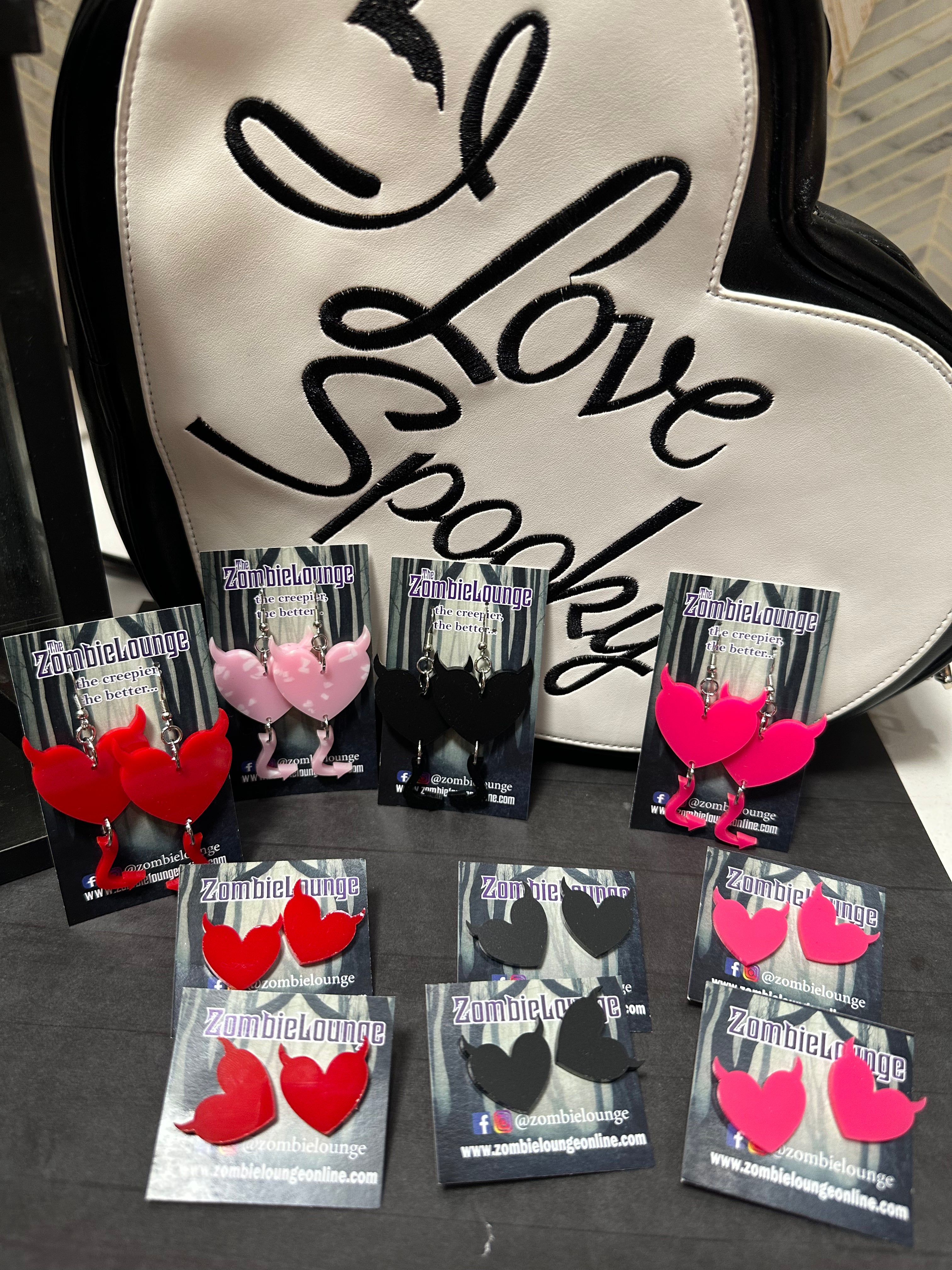 Devil Hearts Earrings for Women - Gothic Punk Jewelry, Valentine's Day Gift, Halloween Accessories - Perfect for Parties, Concerts, and Alternative Fashion
