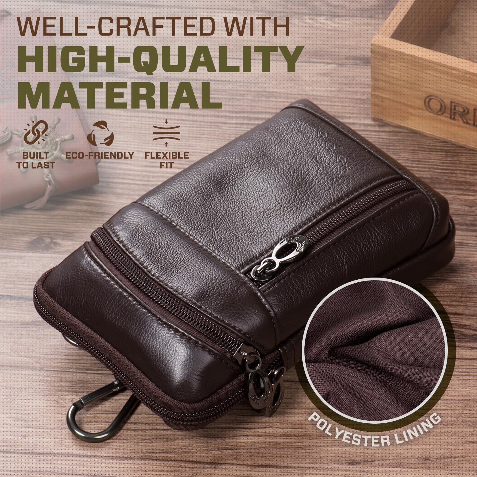 Premium Leather Phone Holster for iPhone 16 Pro Max/15 Pro Max/14 Pro Max & Samsung Galaxy A15/S25 Ultra/S24 Ultra - Belt Pouch, Crossbody Bag, Wallet Case with Clip (Coffee Brown) - Perfect for Work, Travel & Outdoor Activities