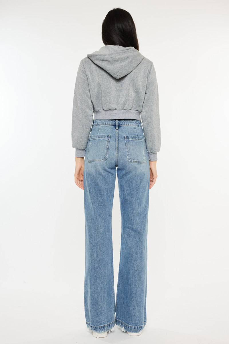 Yezmin High Rise Wide Flare Jeans for Women - Stretchy Denim Pants with Bootcut Fit | Perfect for Casual Wear, Office & Date Nights