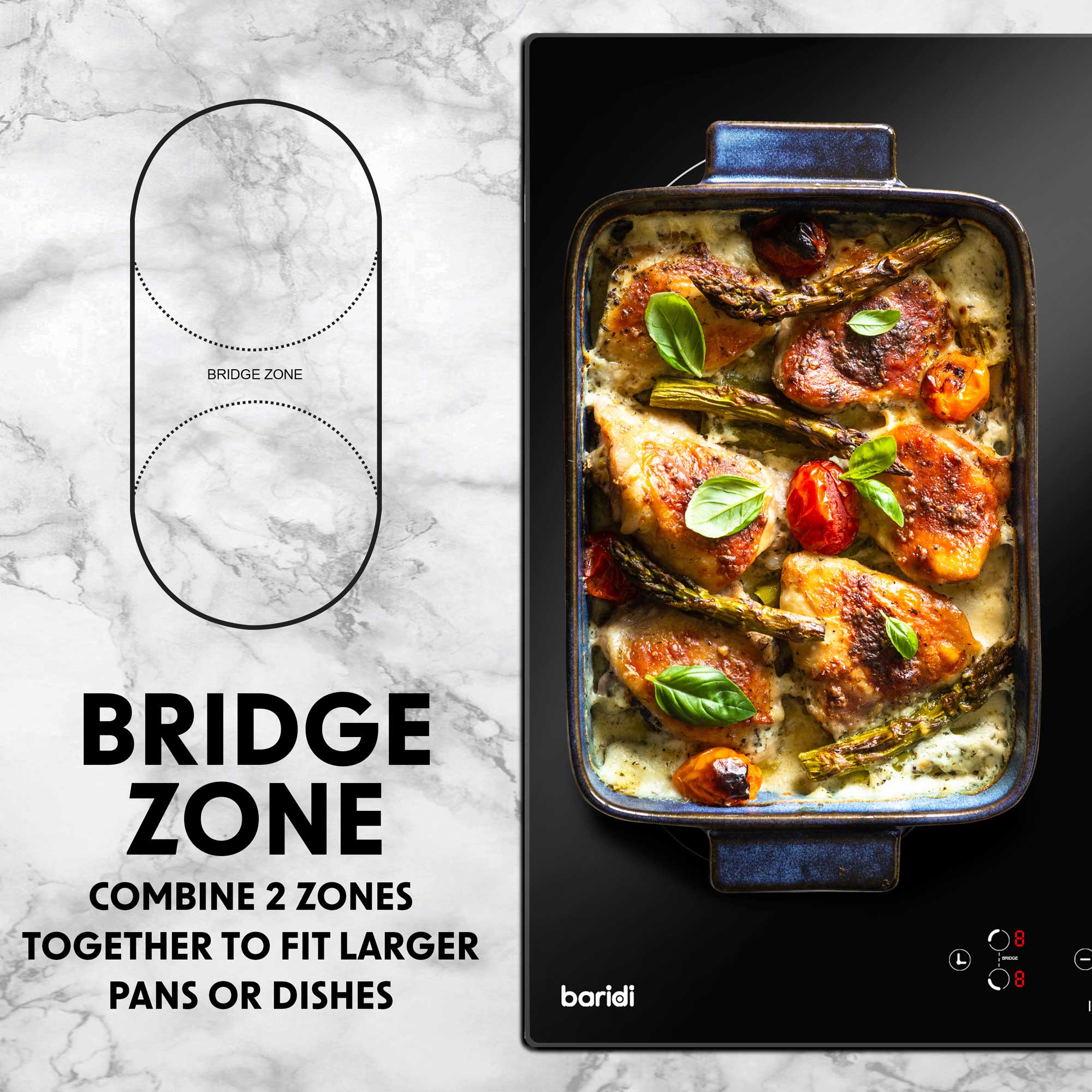 Baridi 60cm 4-Zone Induction Cooktop with Boost Function - 9 Power Levels, 2800W, DH178 - Perfect for Home Kitchens, Restaurants & Fast Cooking