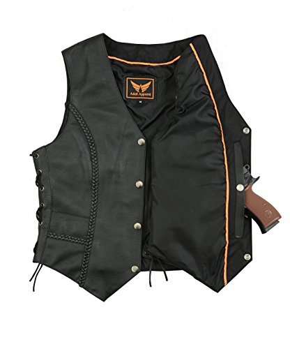 Women's Genuine Cowhide Leather Motorcycle Vest - Adjustable Lace-Up Biker Jacket for Harley Davidson Riders | Perfect for Motorcycle Clubs, Road Trips & Casual Streetwear