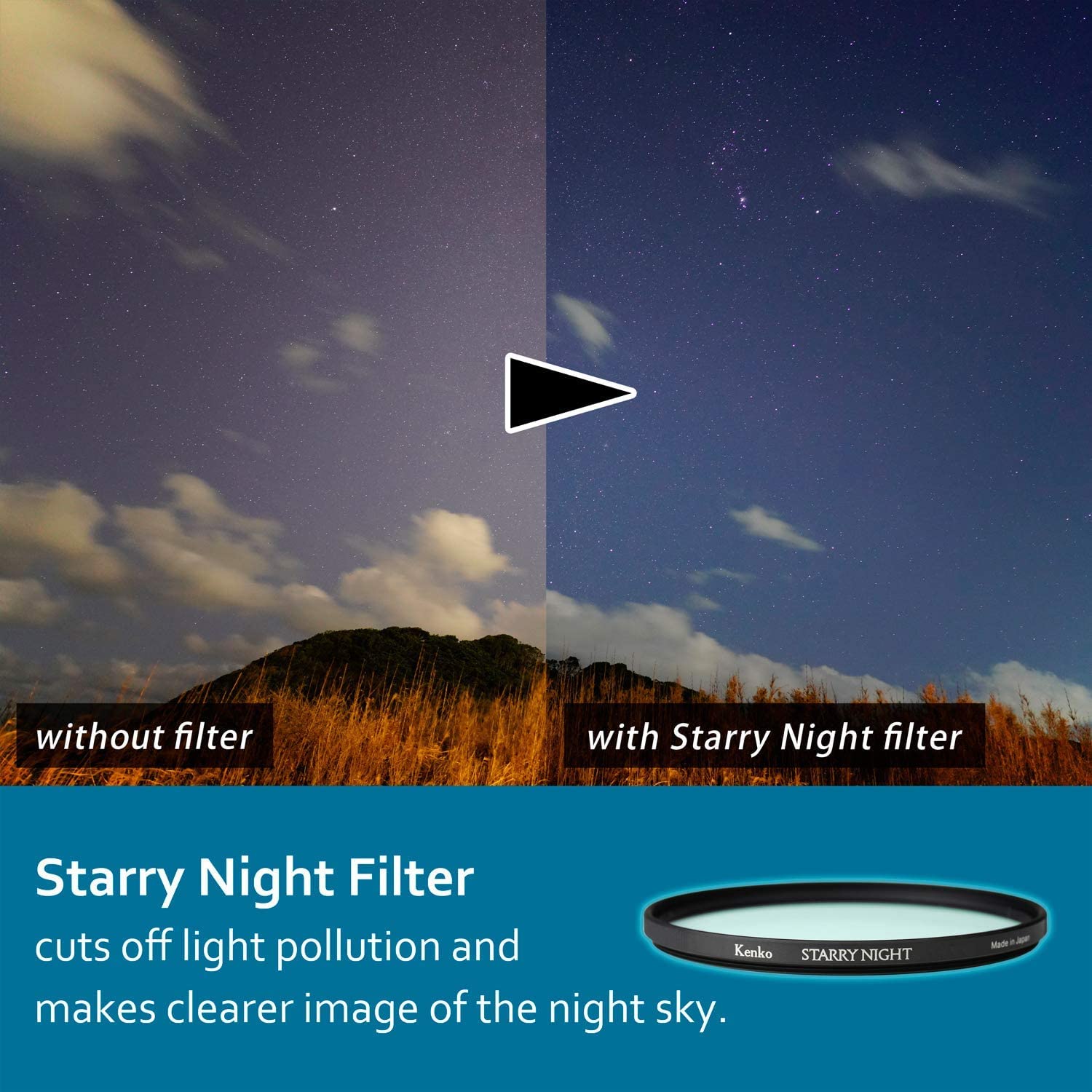 Kenko Starry Night Filter 62mm - Light Pollution Reduction Filter for Astrophotography & Night Cityscape Photography - Perfect for DSLR Cameras to Capture Clear Night Skies and Urban Landscapes