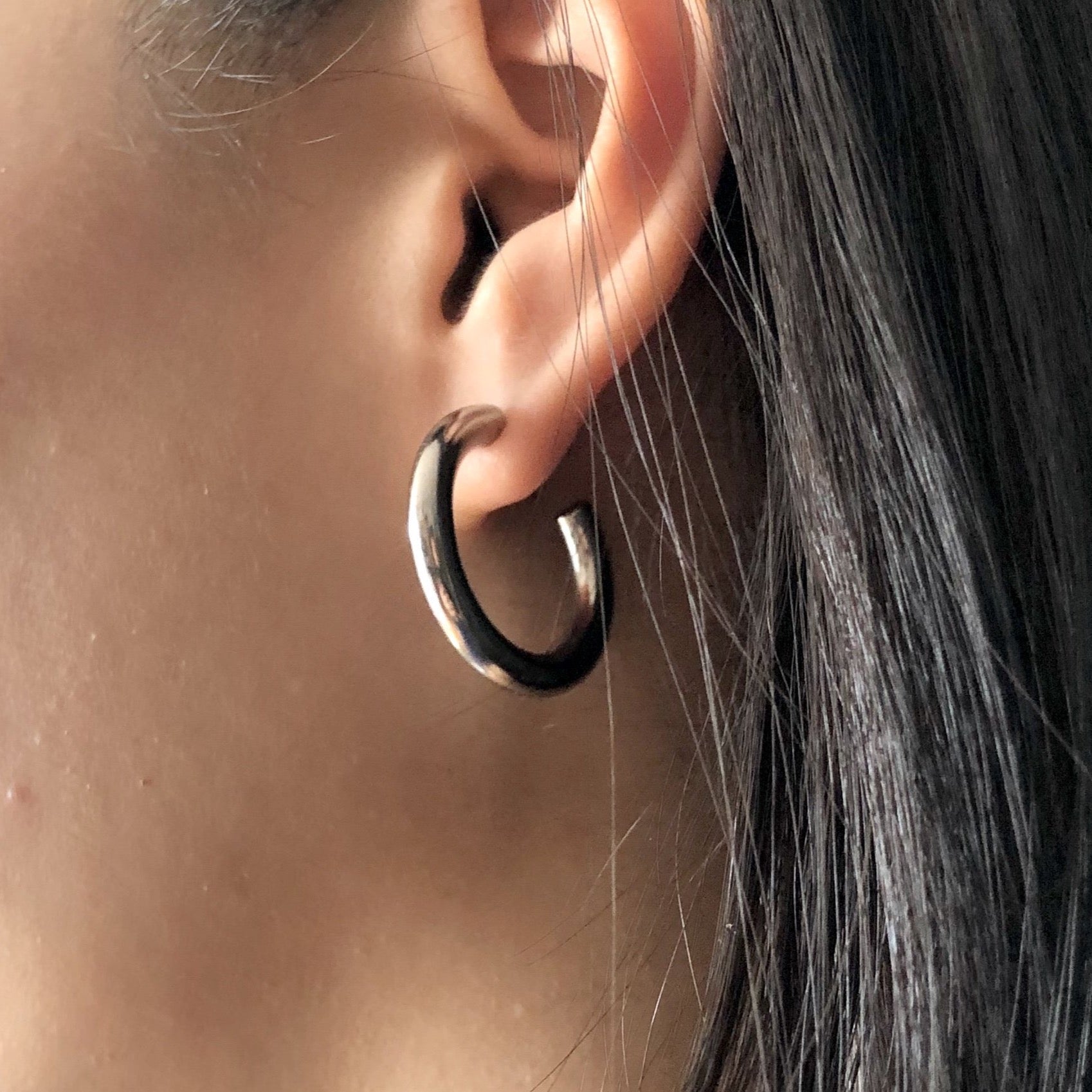LG Tube Hoop Earrings for Women - Sterling Silver Chunky Hollow Hoops - Trendy Minimalist Jewelry for Everyday Wear & Special Occasions