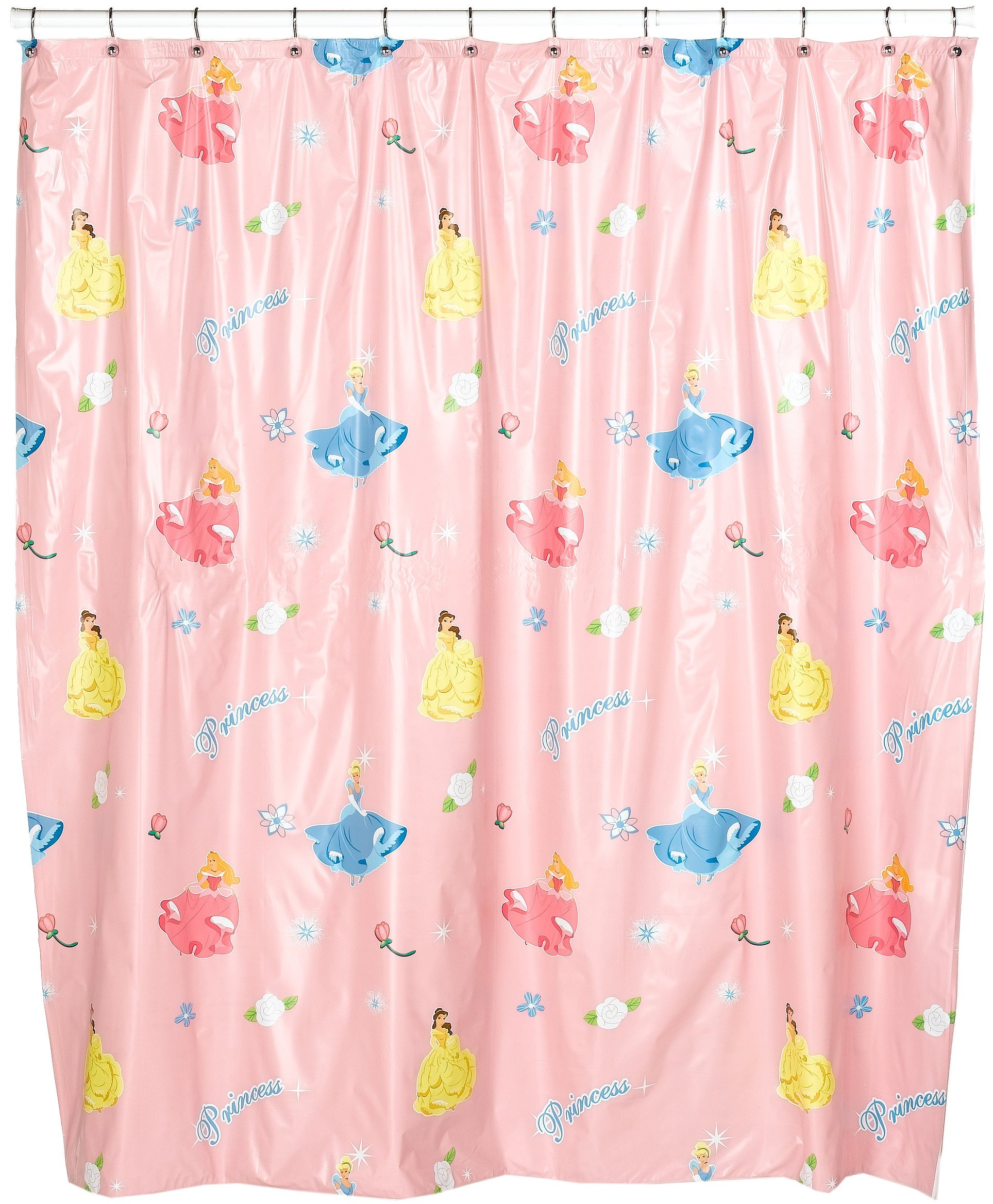 Princess Flora Waterproof Vinyl Shower Curtain - Elegant Bathroom Decor for Girls & Kids, Perfect for Bath, Shower, and Nursery Room