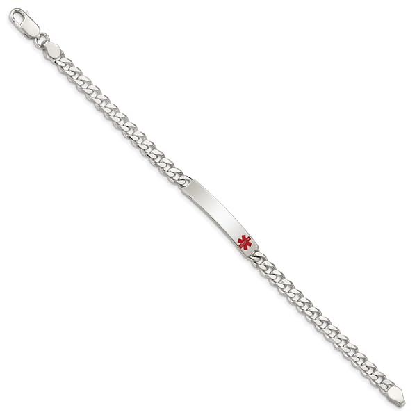 925 Sterling Silver Medical Alert ID Bracelet - Curb Link Name Bar for Emergency Identification | Perfect for Allergies, Diabetes & Medical Conditions