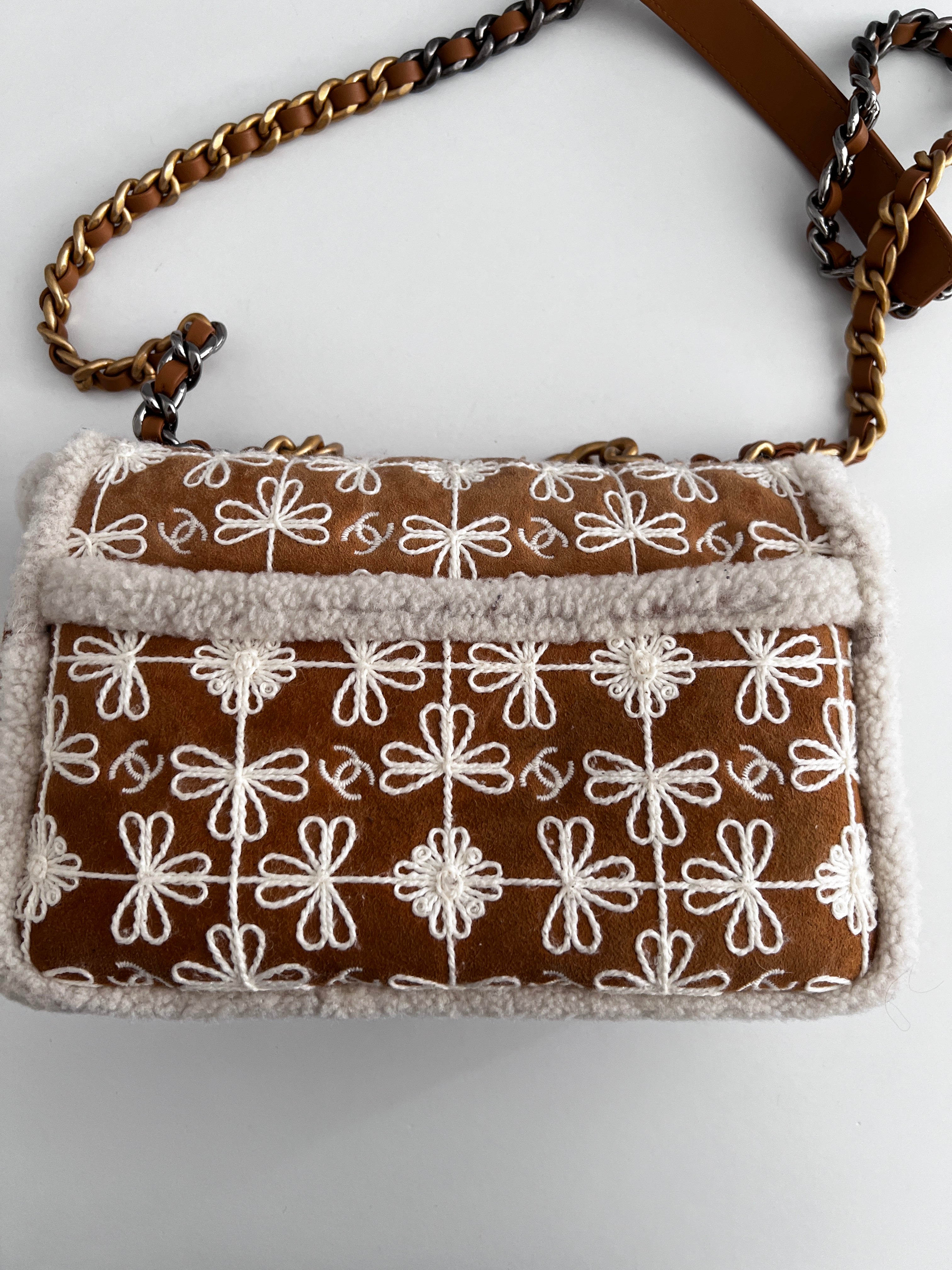 Chanel Embroidered Shearling 19 Bag - Luxury Designer Handbag for Women, Fashionable & Elegant Crossbody Purse - Perfect for Parties, Date Nights & Special Occasions