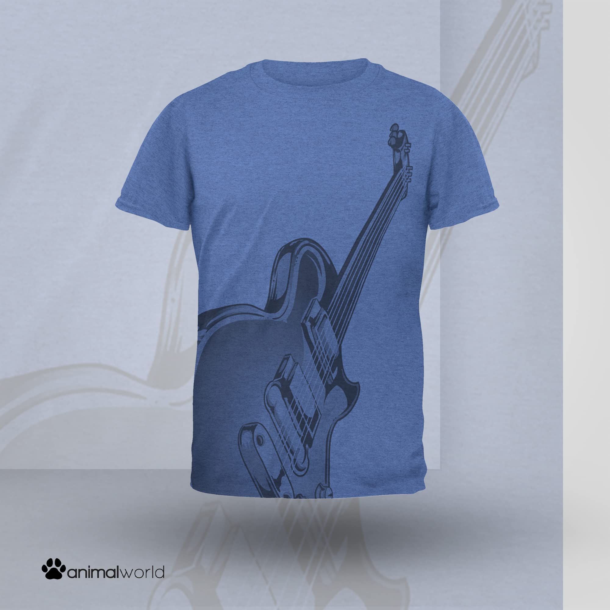 Old Glory Electric Air Guitar Funny Costume T-Shirt for Men - Heather Royal 2XL | Rock Star Outfit, Music Lover Gift, Concert Party Apparel