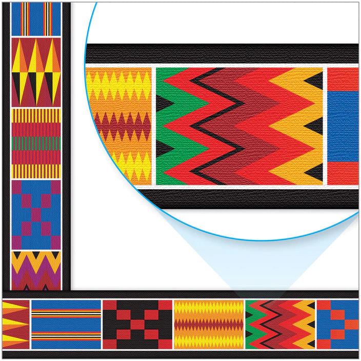 African Weave Bolder Border - Authentic Handmade African Print Fabric for Home Decor, Fashion & DIY Crafts | Perfect for Curtains, Pillows, Dresses & Cultural Events