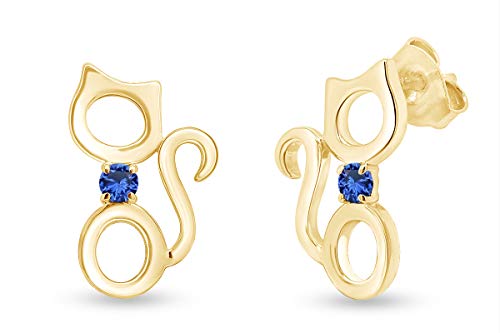 Yellow Gold Over - Simulated Blue Sapphire