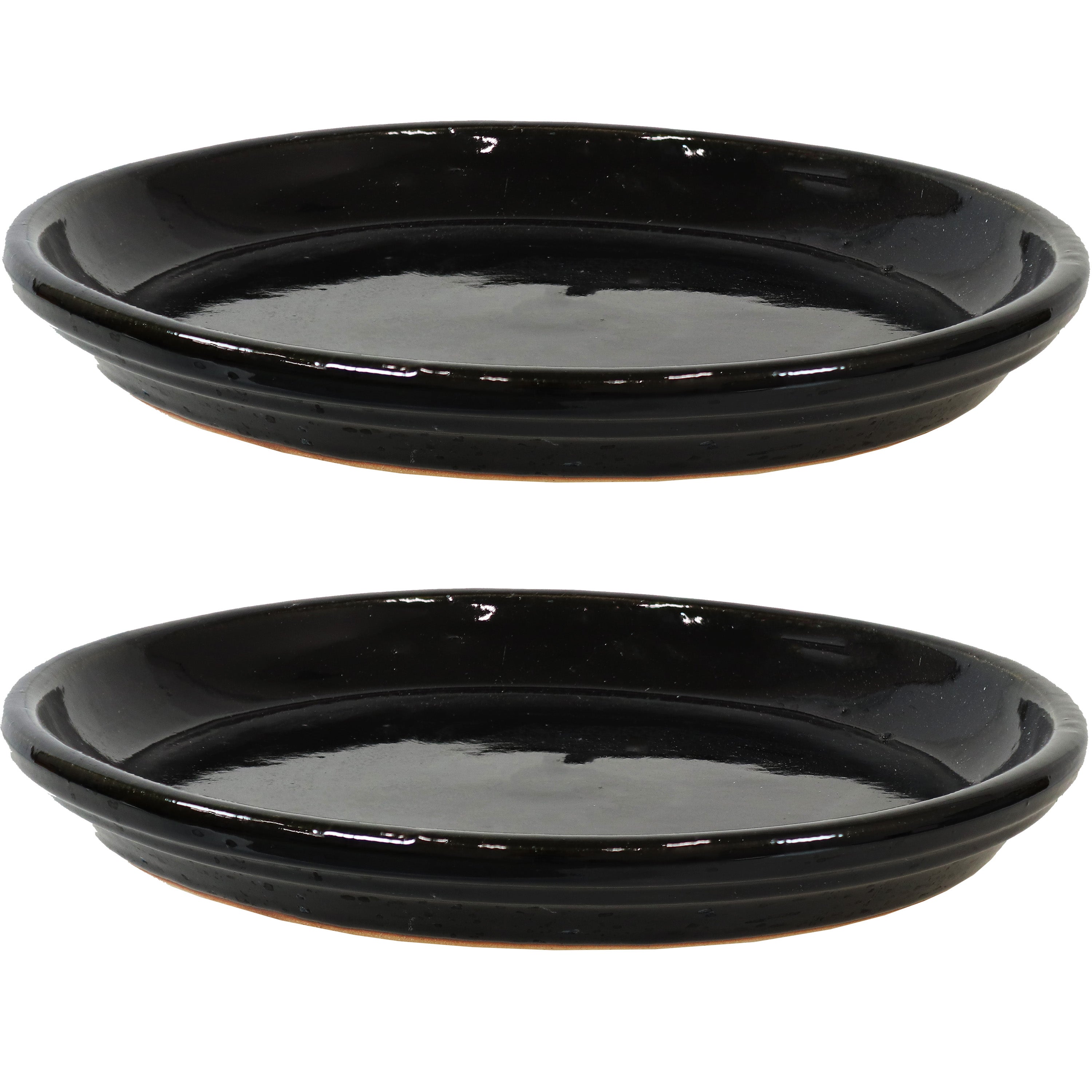 Sunnydaze Set of 2 Glazed Ceramic Planter Saucers - 6 Inch Flower Pot Trays for Indoor & Outdoor Plants - Perfect for Drainage and Protecting Surfaces