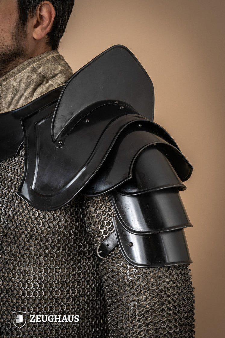 Pauldrons Warrior with Bladebreakers Burnished - Medieval Armor Shoulder Guards for Cosplay, LARP & Renaissance Fairs - Perfect for Costume Parties & Historical Reenactments