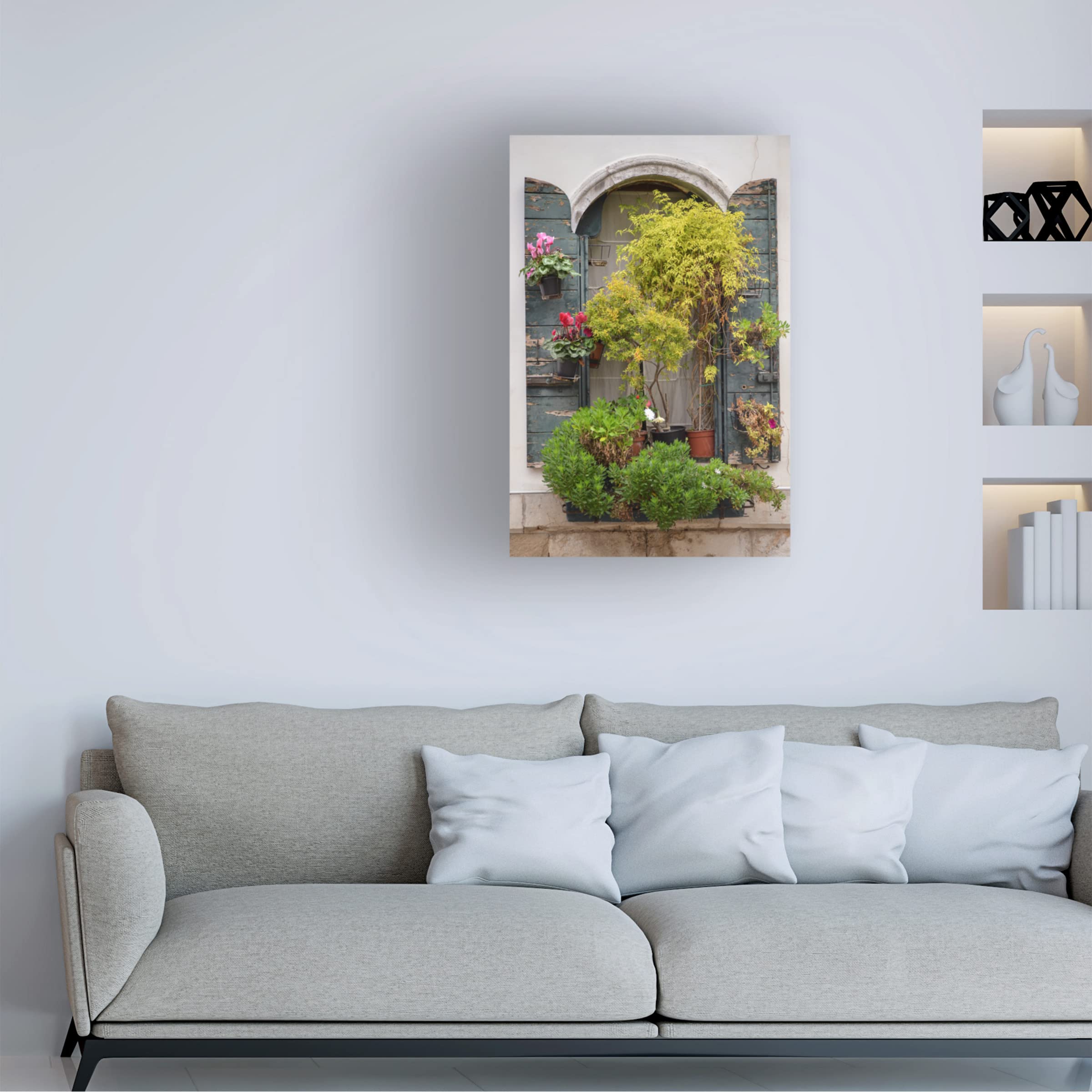 Laura DeNardo 'Italian Window Flowers IV' Canvas Wall Art Print - Floral Home Decor for Living Room, Bedroom & Office | Trademark Fine Art Collection