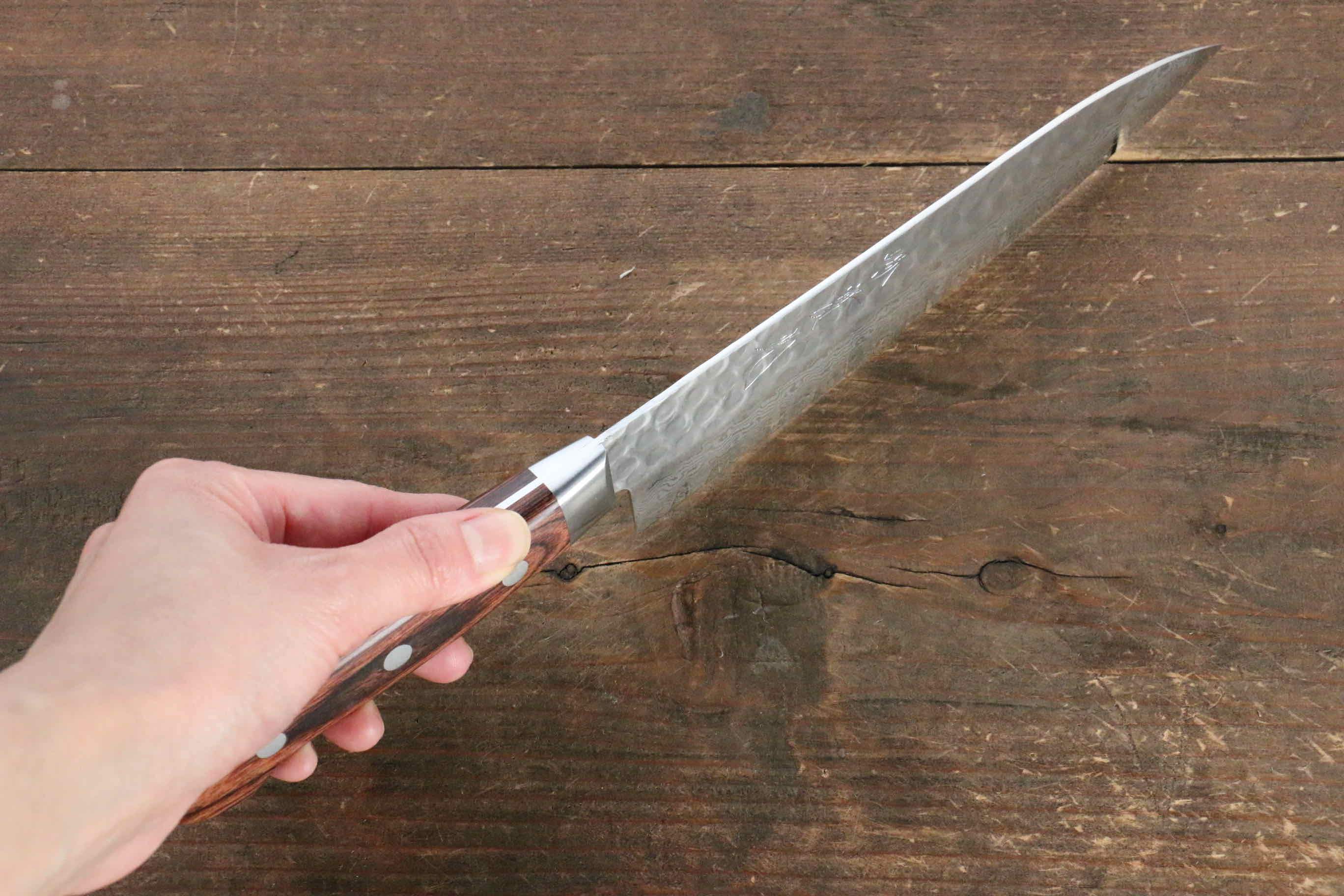 Premium Jikko VG10 17-Layer Damascus Gyuto Chef Knife 180mm - Japanese Mahogany Handle - Perfect for Sushi, Meat Cutting & Professional Kitchen Use