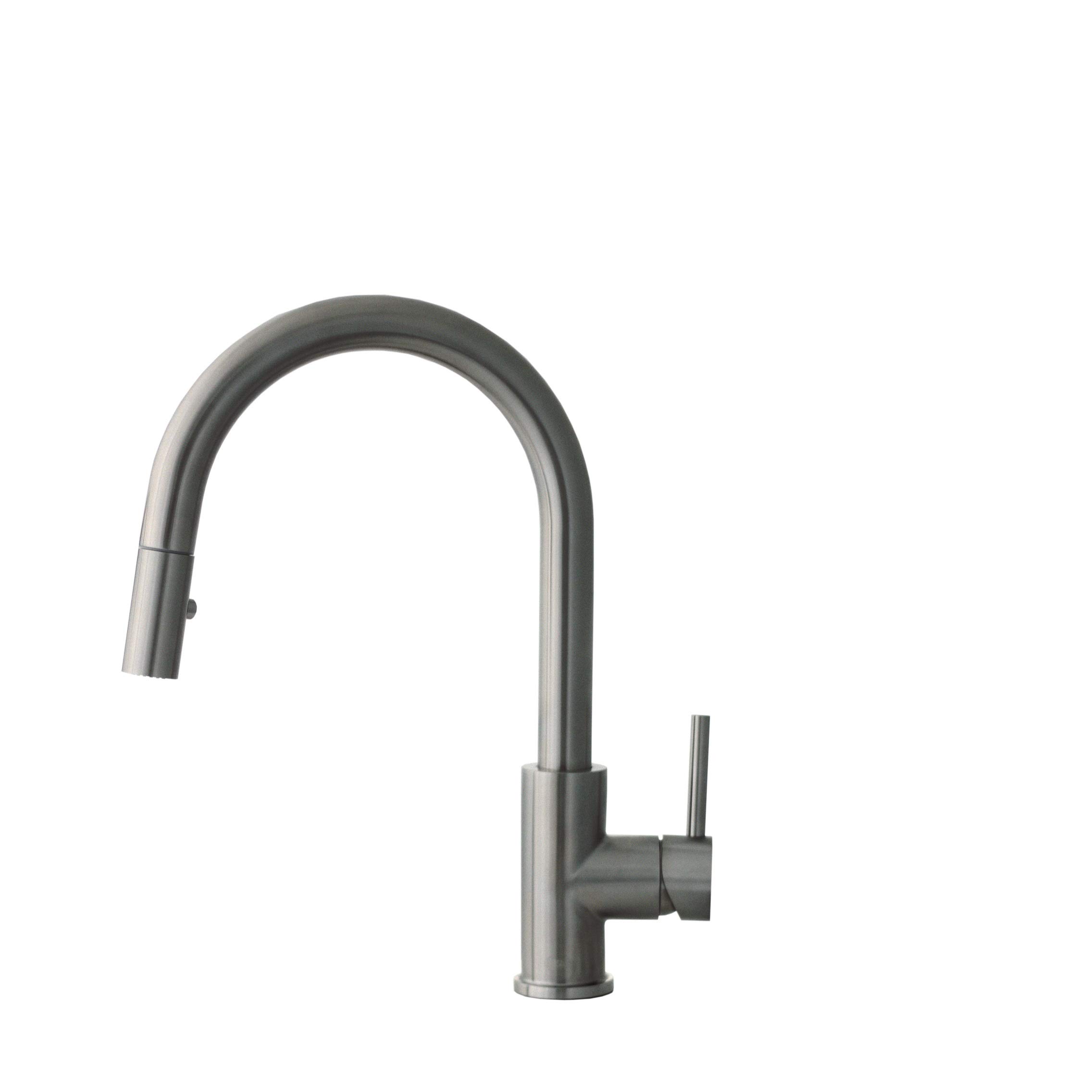 Stylish Pull Down Kitchen Faucet - 1 Handle Dual Function Sprayer with Ceramic Cartridge & Aerator | Brushed Gun Metal Stainless Steel (Model K-131P) | Perfect for Modern Kitchens & Easy Dishwashing