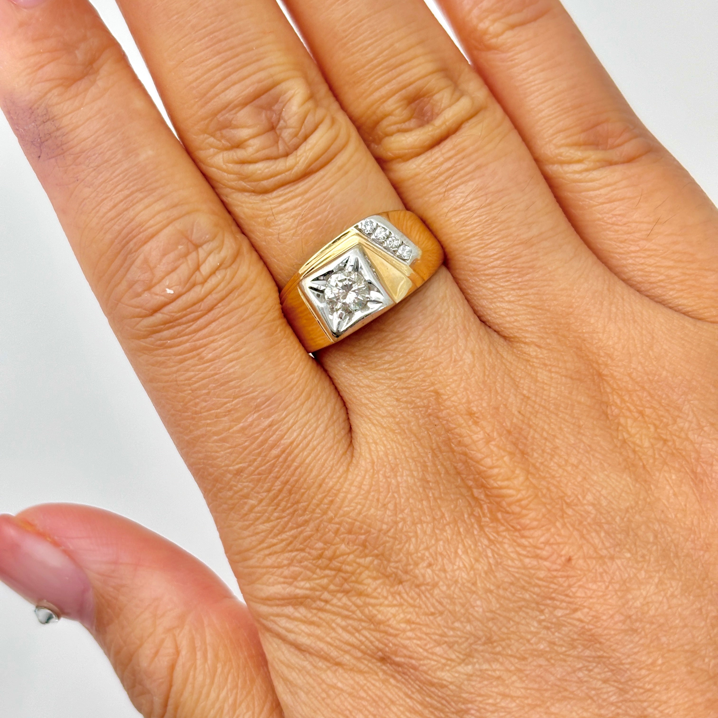 10K Yellow & White Gold Diamond Ring | 0.44ctw | Size 8 | Wedding, Engagement & Anniversary Gift for Women