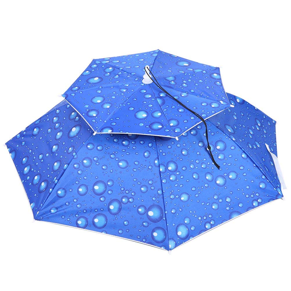 Acouto 77cm Windproof & UV Protection Fishing Umbrella - Foldable Sun Hat Umbrella for Farming, Hiking, Outdoor Activities (Blue) - Perfect for Gardening, Beach Trips & Summer Adventures