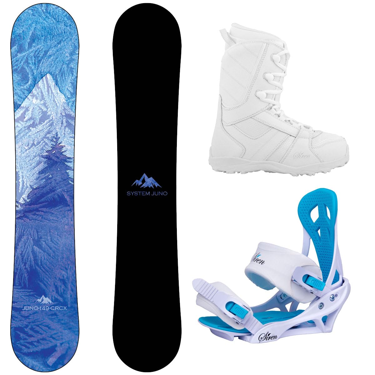 2025 System Juno & Mystic Complete Women's Snowboard Package - All-Mountain Freestyle Snowboard with Bindings & Boots for Beginners to Advanced Riders | Perfect for Powder, Park & Groomed Runs