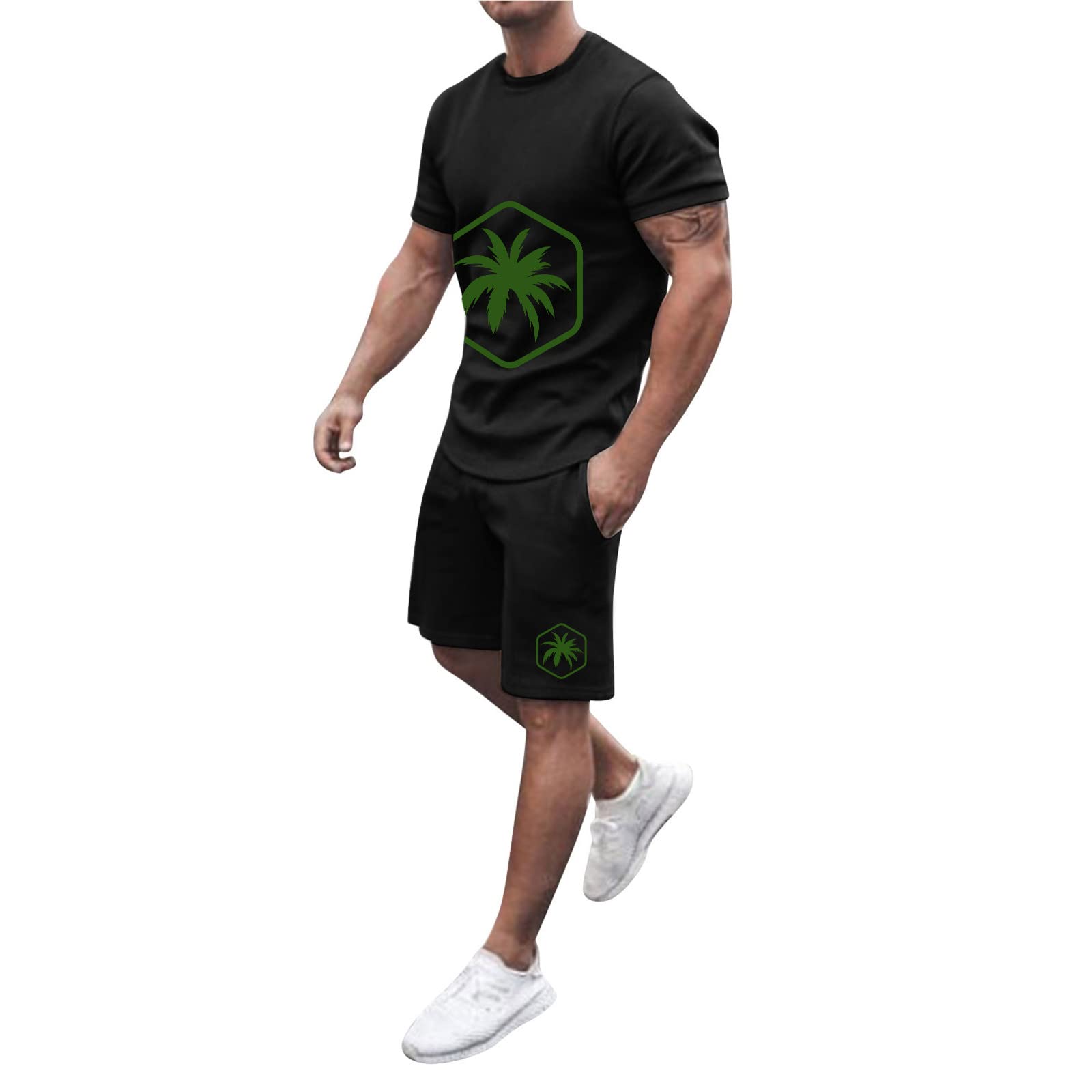 STRY Purple Two Piece Set for Men - Summer Beach Outfit with Printed Short Sleeve Shirt & Shorts | Gym Workout Clothes with Pockets | Perfect for Vacation, Pool Party & Casual Wear